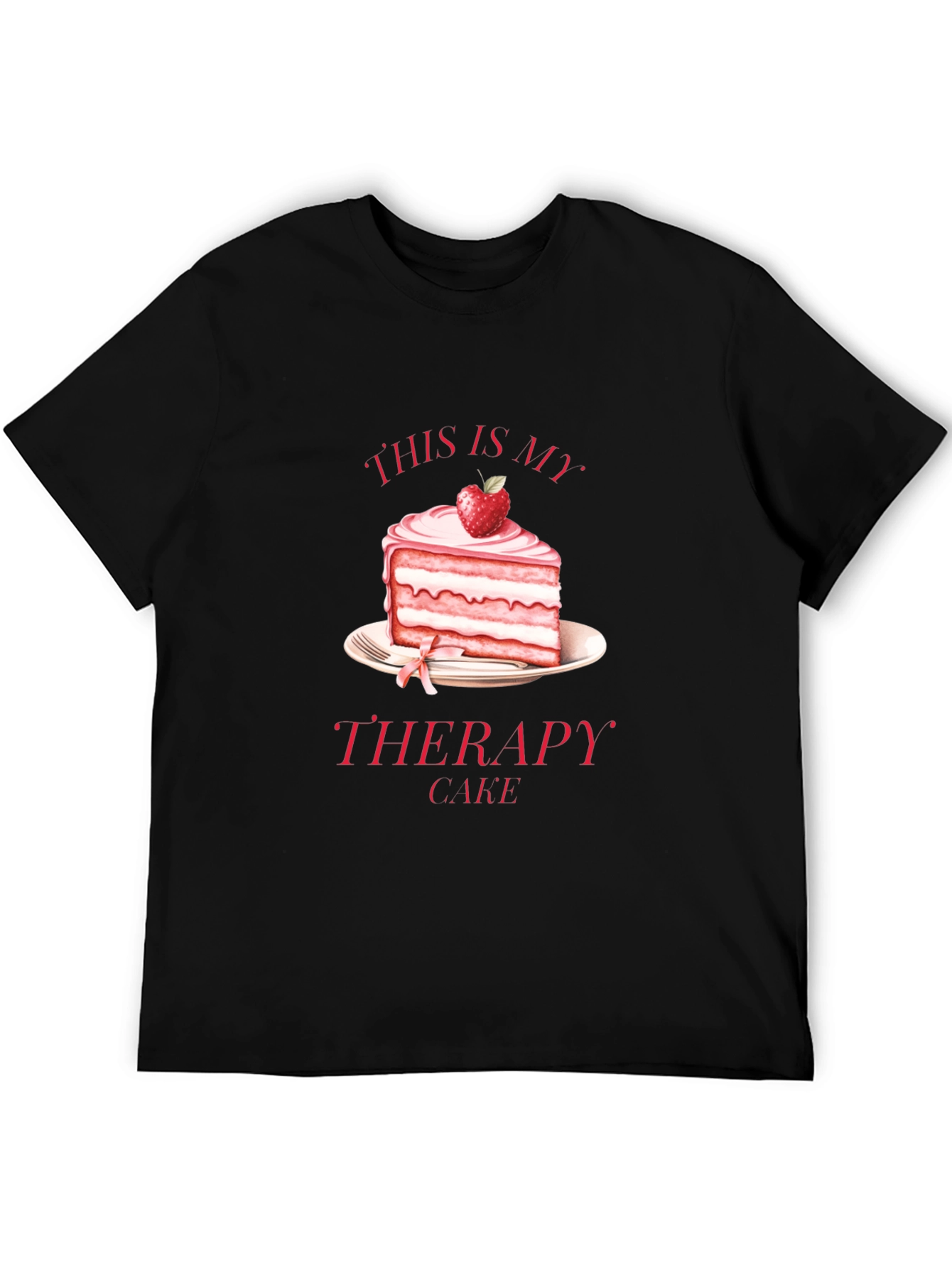 Black Therapy Cake T-Shirt - Funny Foodie Tee view 5