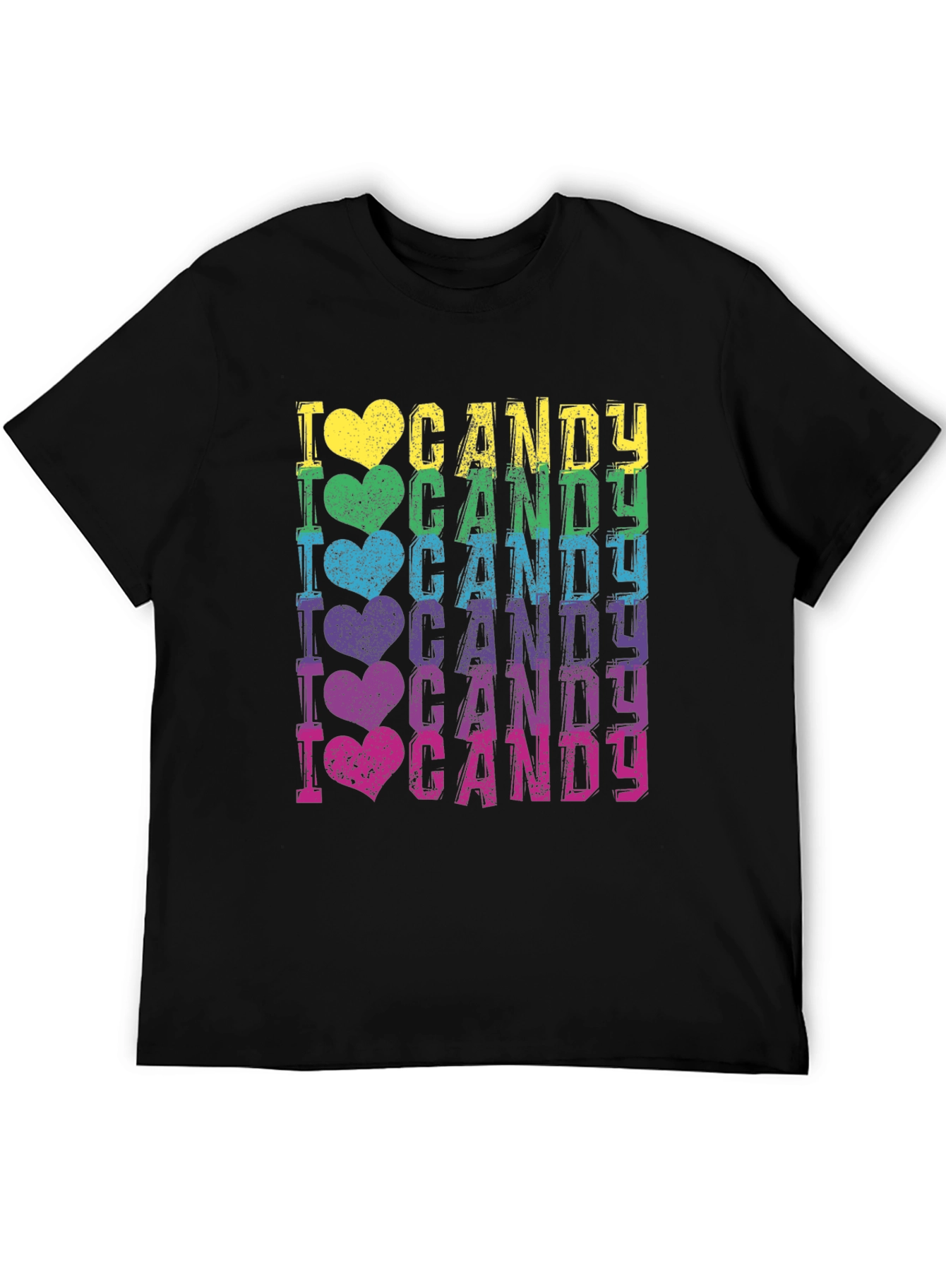 Black I Heart Candy Black T-Shirt - Rainbow Colors view 5