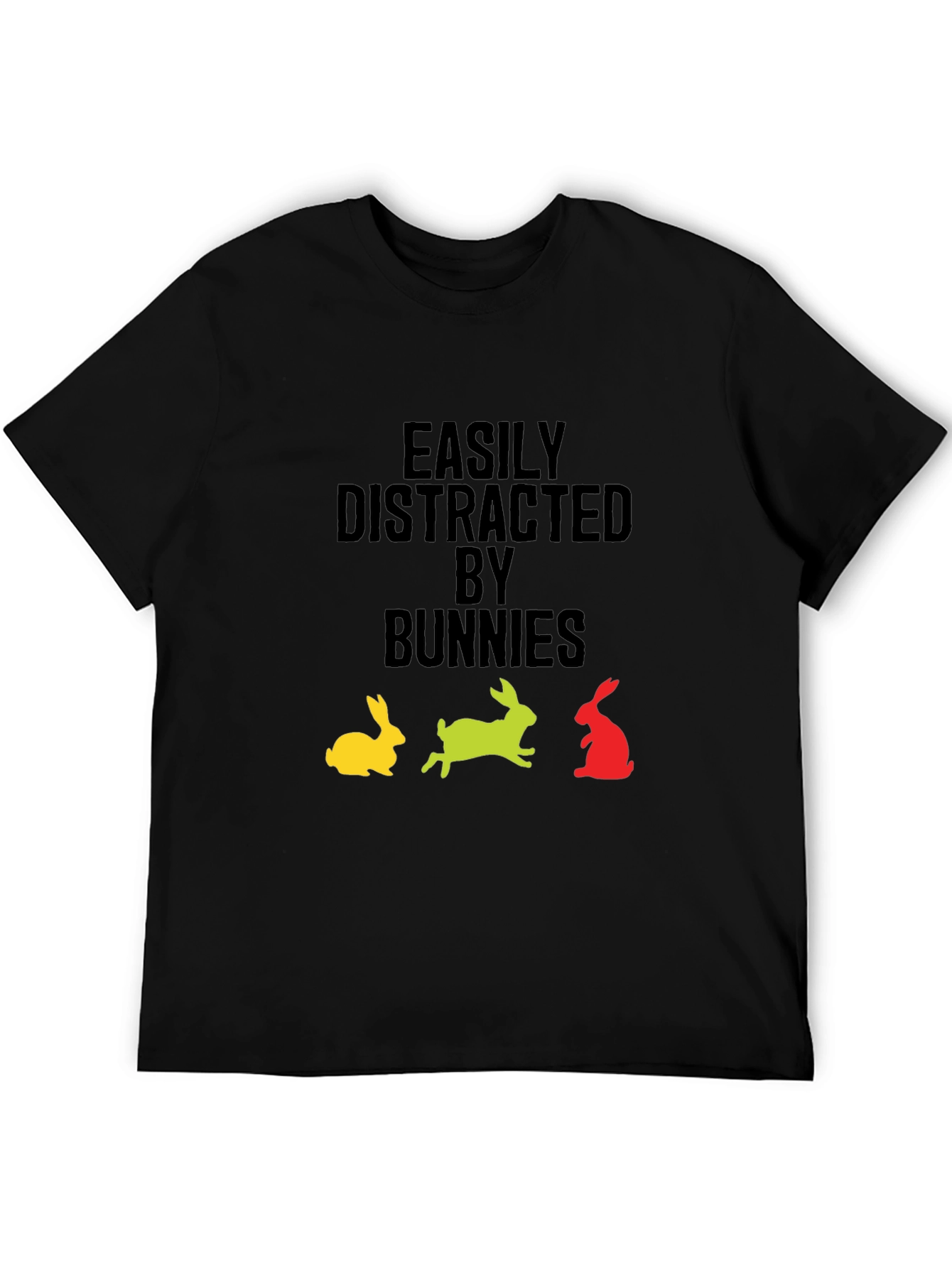 Black Easily Distracted By Bunnies Graphic T-Shirt view 5