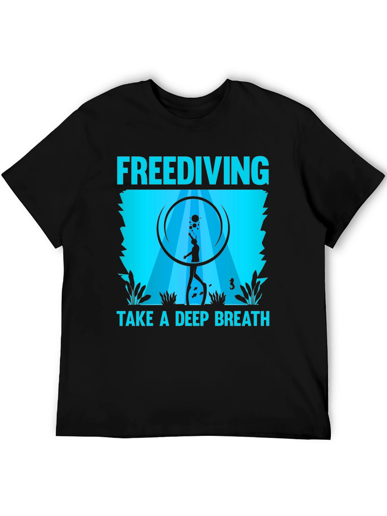 Black Freediving Take a Deep Breath Graphic T-Shirt view 5