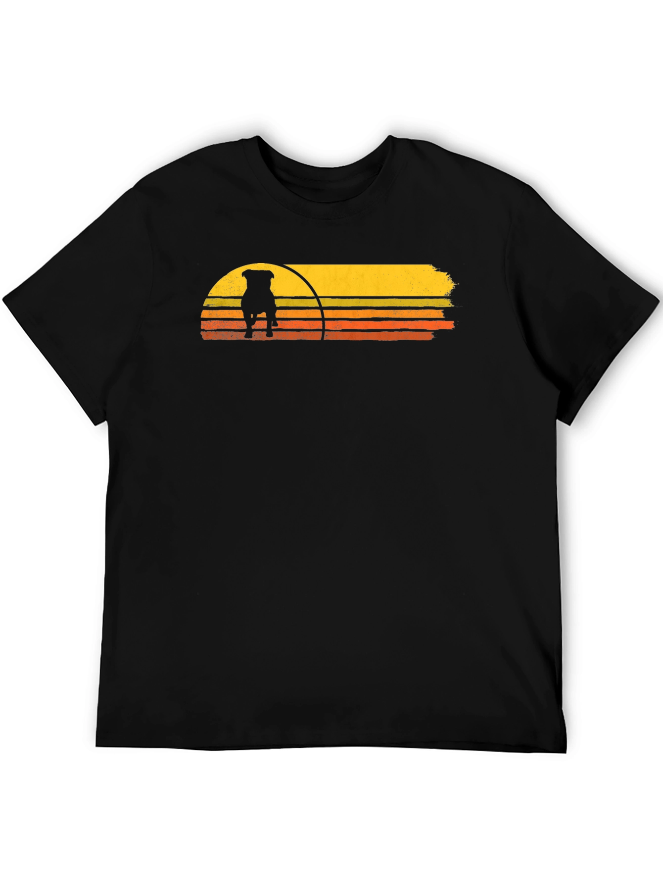 Black Retro Dog Sunset Graphic Tee - Black view 5