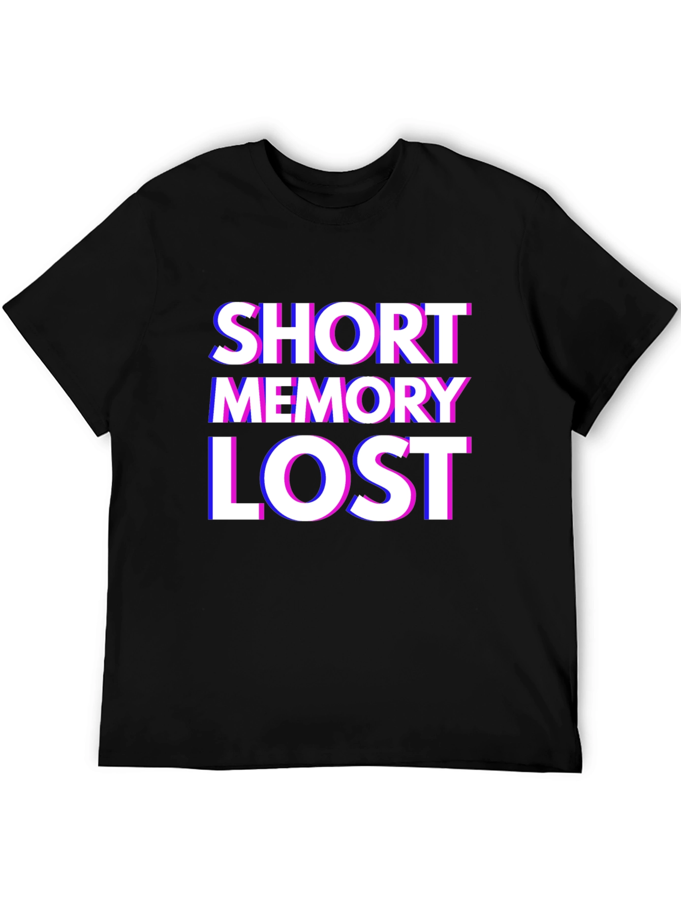 Black Short Memory Lost Graphic Tee - Novelty Humor T-Shirt view 5
