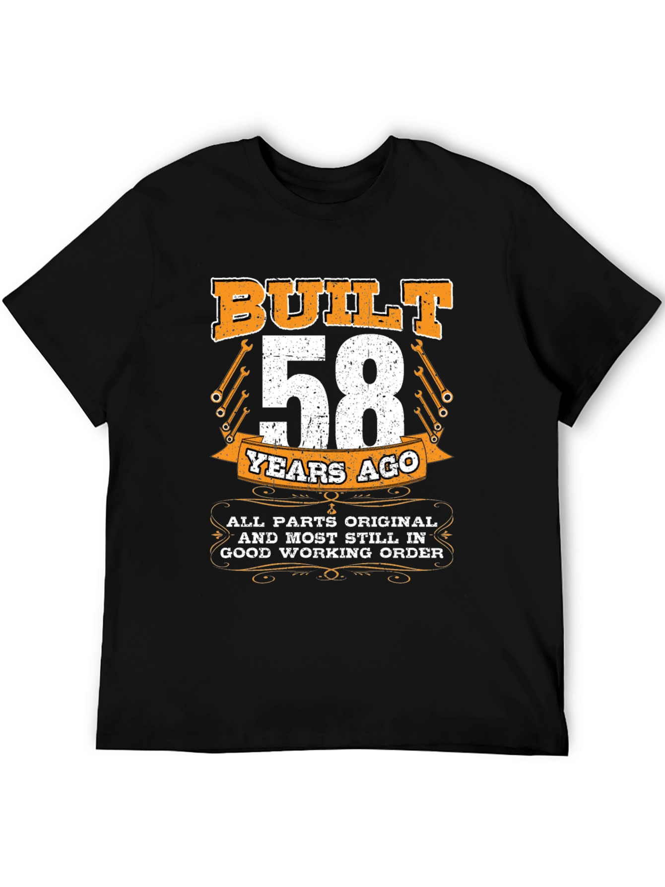 Black Built 58 Years Ago T-Shirt - All Original Parts view 5