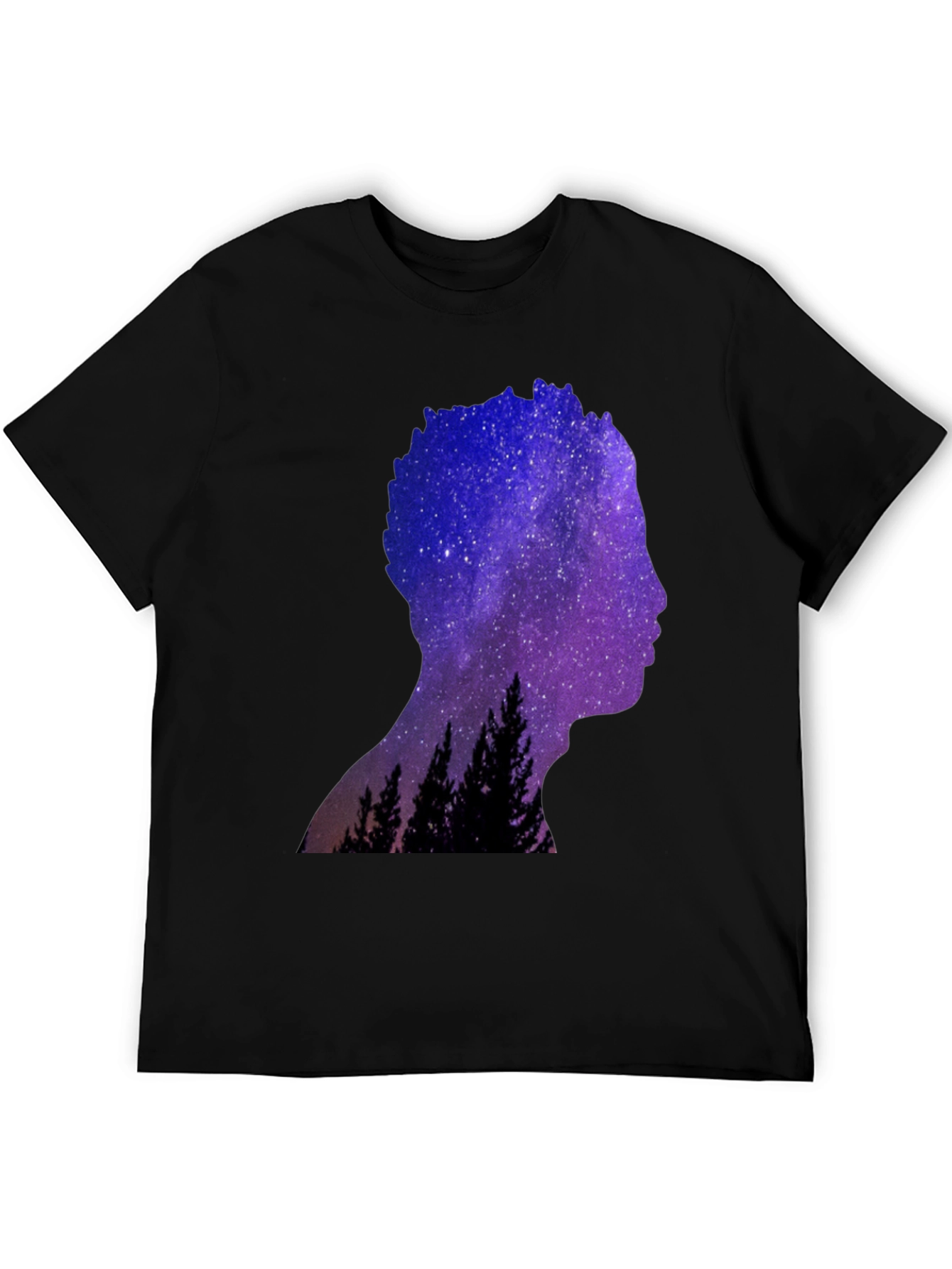 Black Galaxy Silhouette Graphic Tee - Men's Black T-Shirt view 5