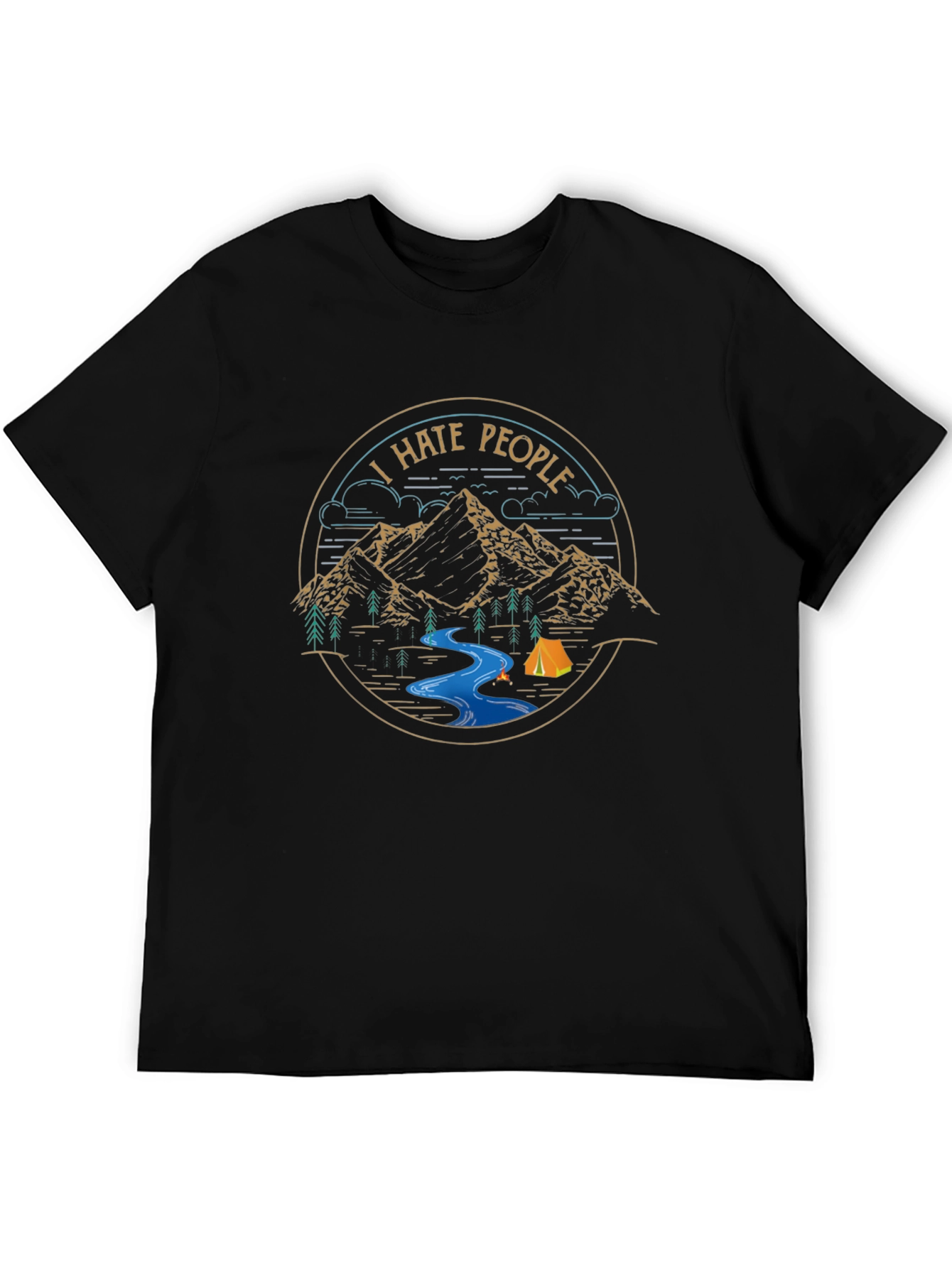 Black I Hate People Camping T-Shirt view 5