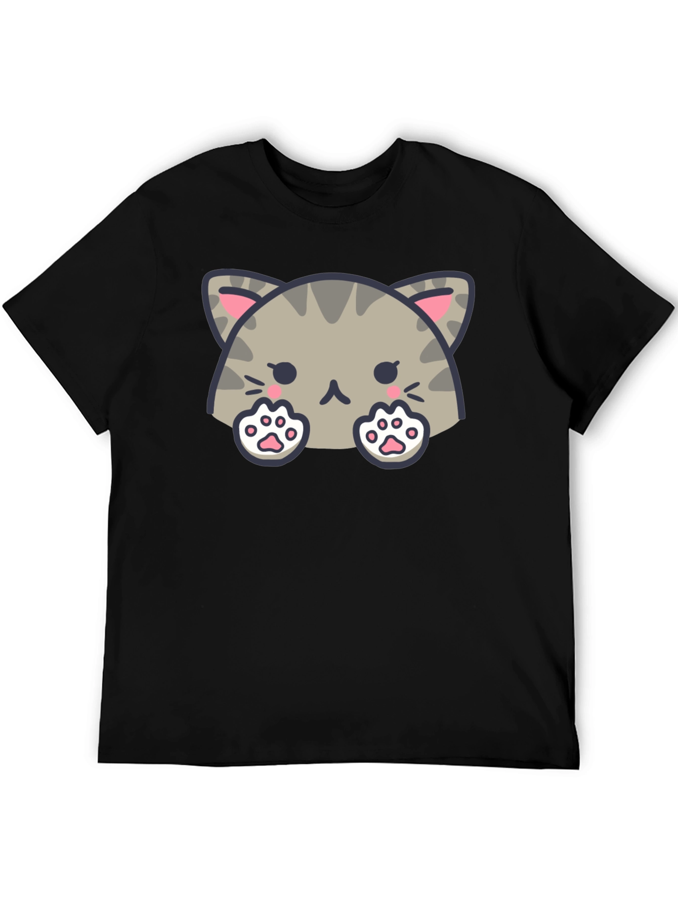 Black Cute Cat Graphic Black T-Shirt view 5