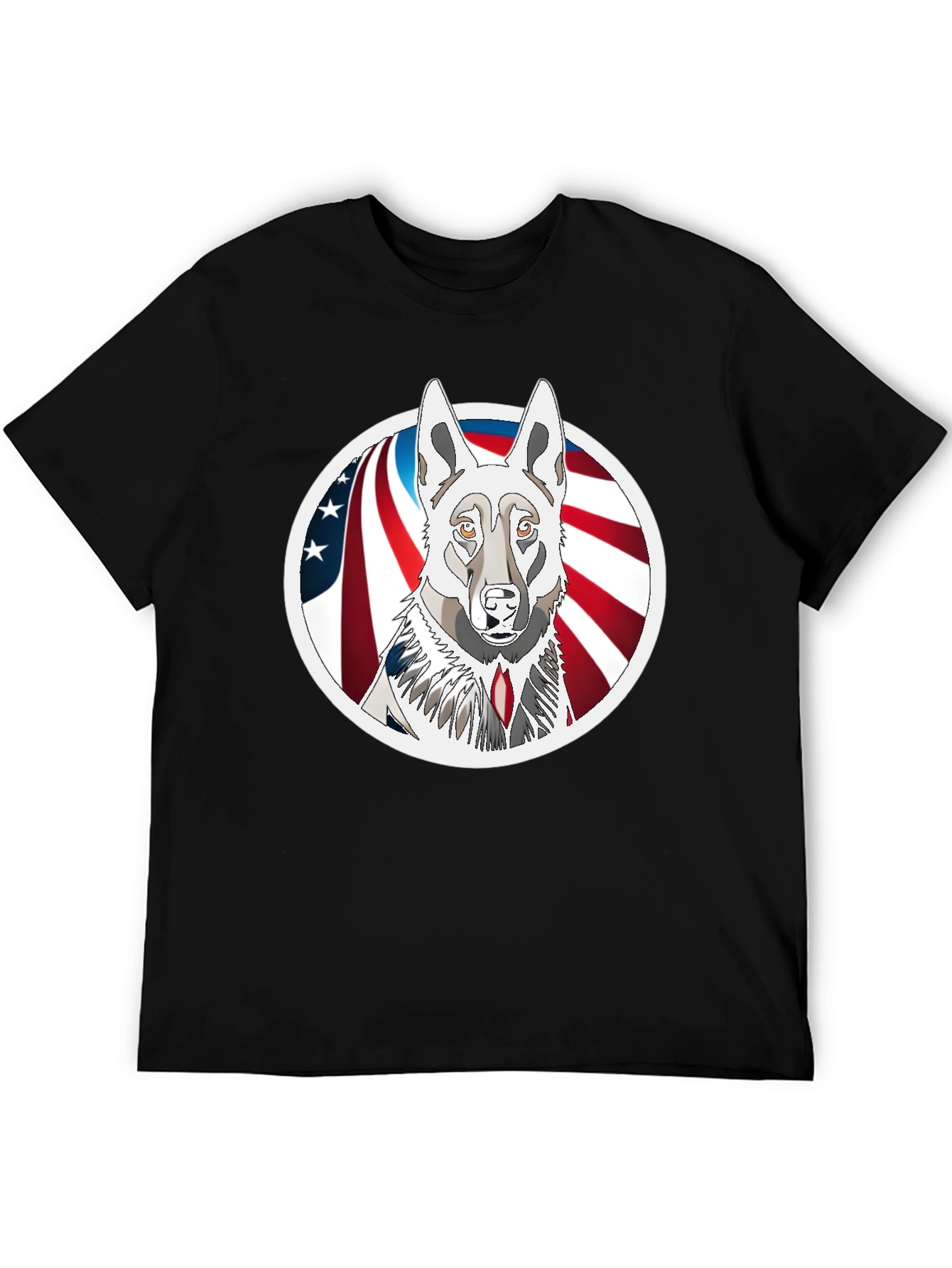 Black Patriotic Dog Graphic Tee - Unisex Black T-Shirt view 5