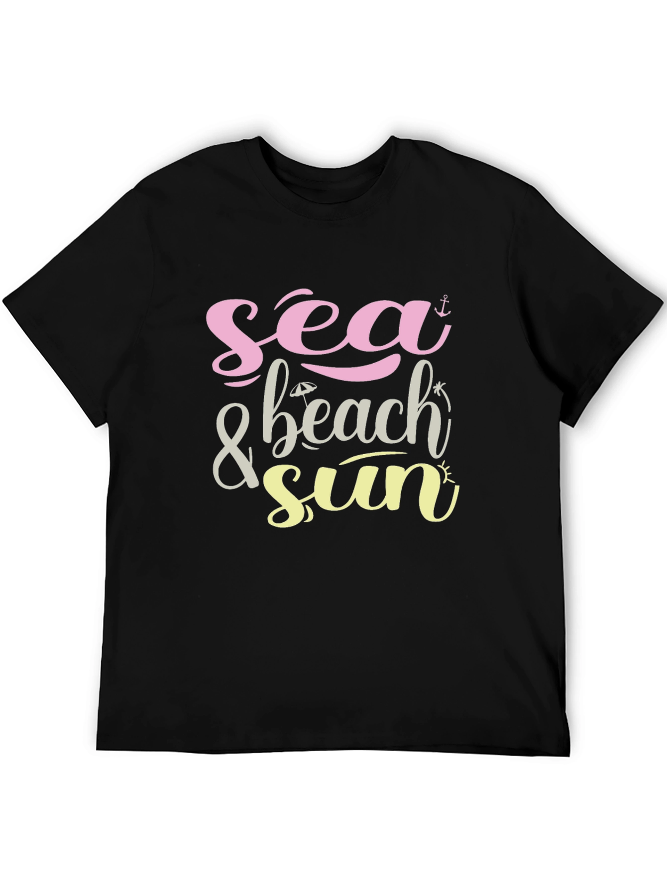 Black Sea & Beach Sun Graphic Black T-Shirt view 5