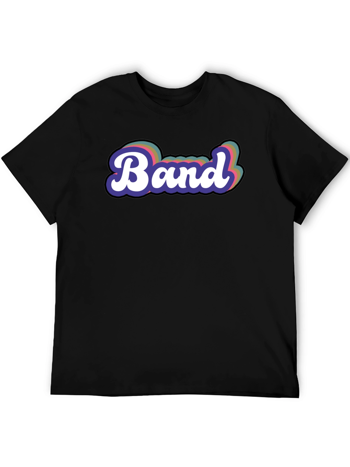 Black Retro "Band" Graphic Tee - Classic Style view 5
