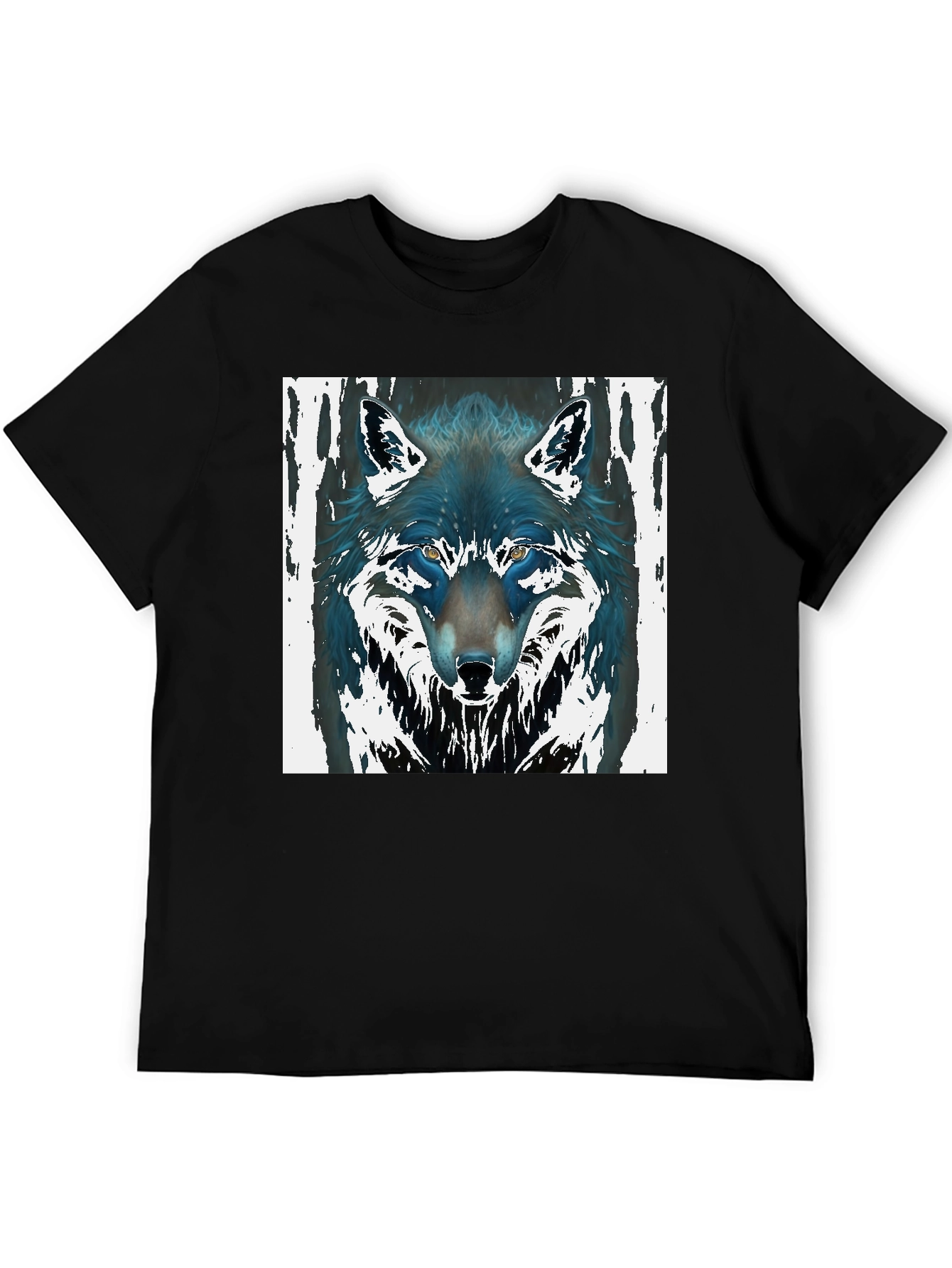 Black Wolf Graphic Black Tee - Men's Fashion view 5