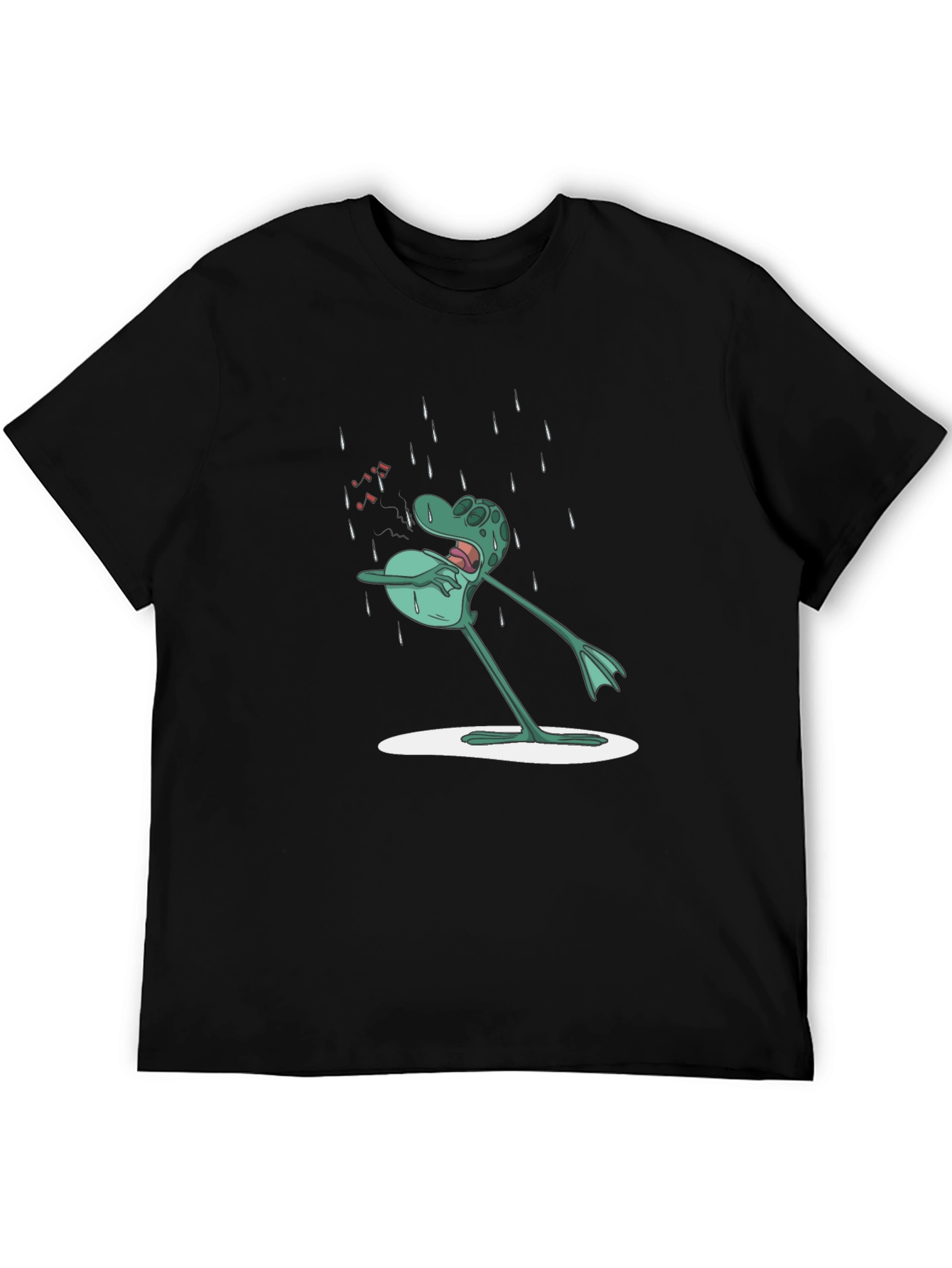 Black Frog in Rain Men's Graphic Tee - Black view 5