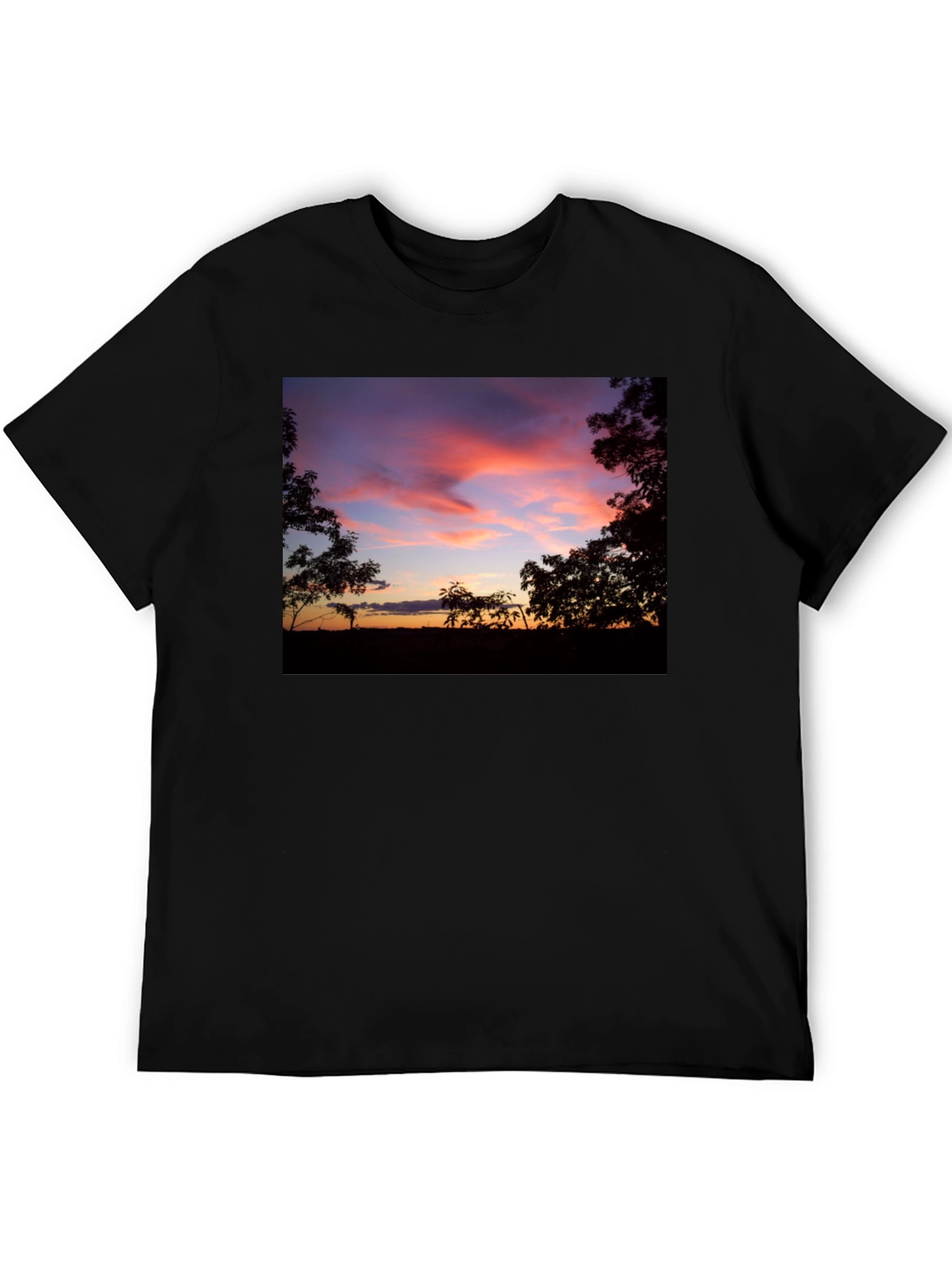 Black Sunset Silhouette Graphic Tee - Soft Cotton Blend view 5