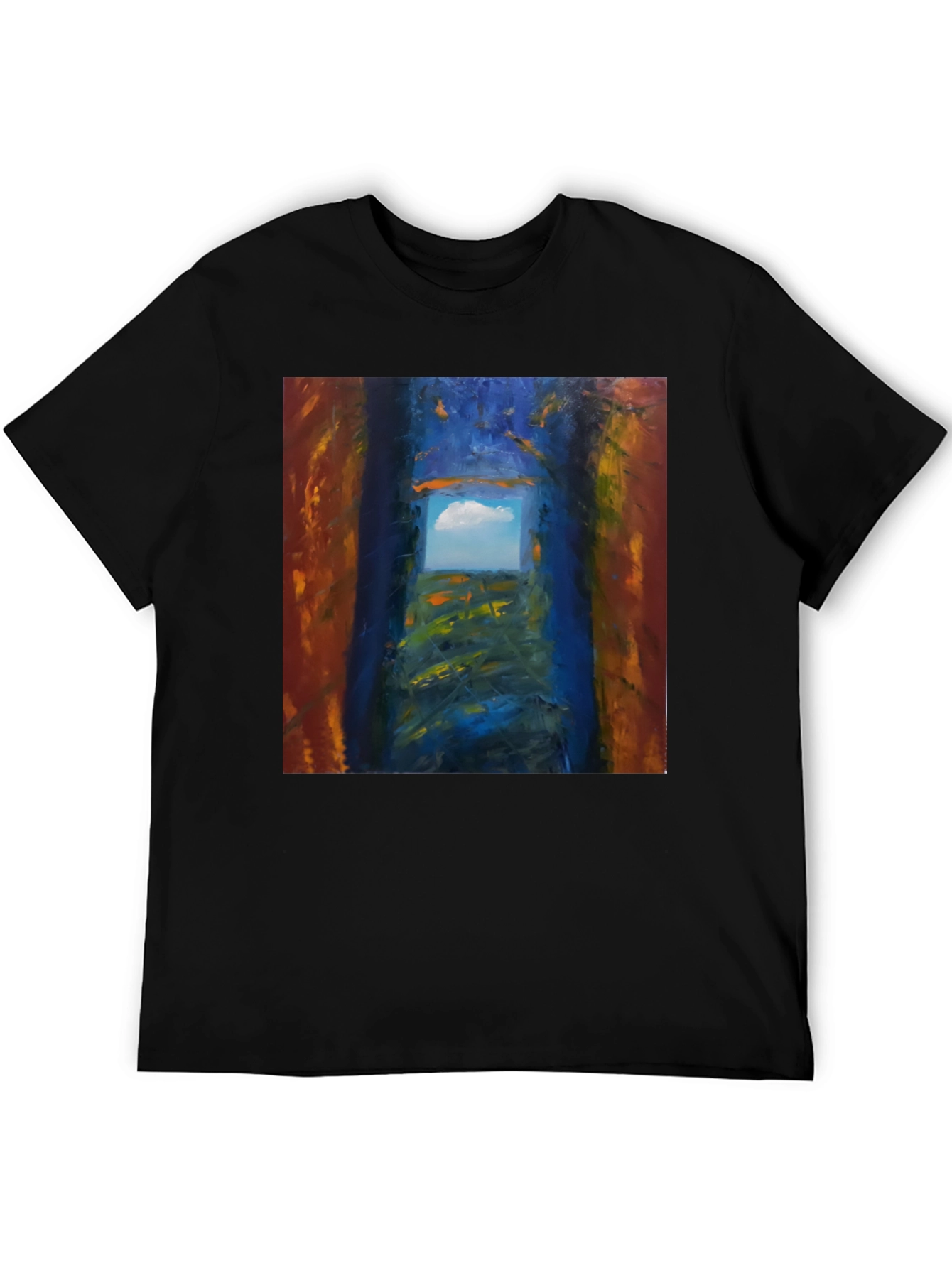 Black Abstract Art T-Shirt - Artistic Landscape Print view 5
