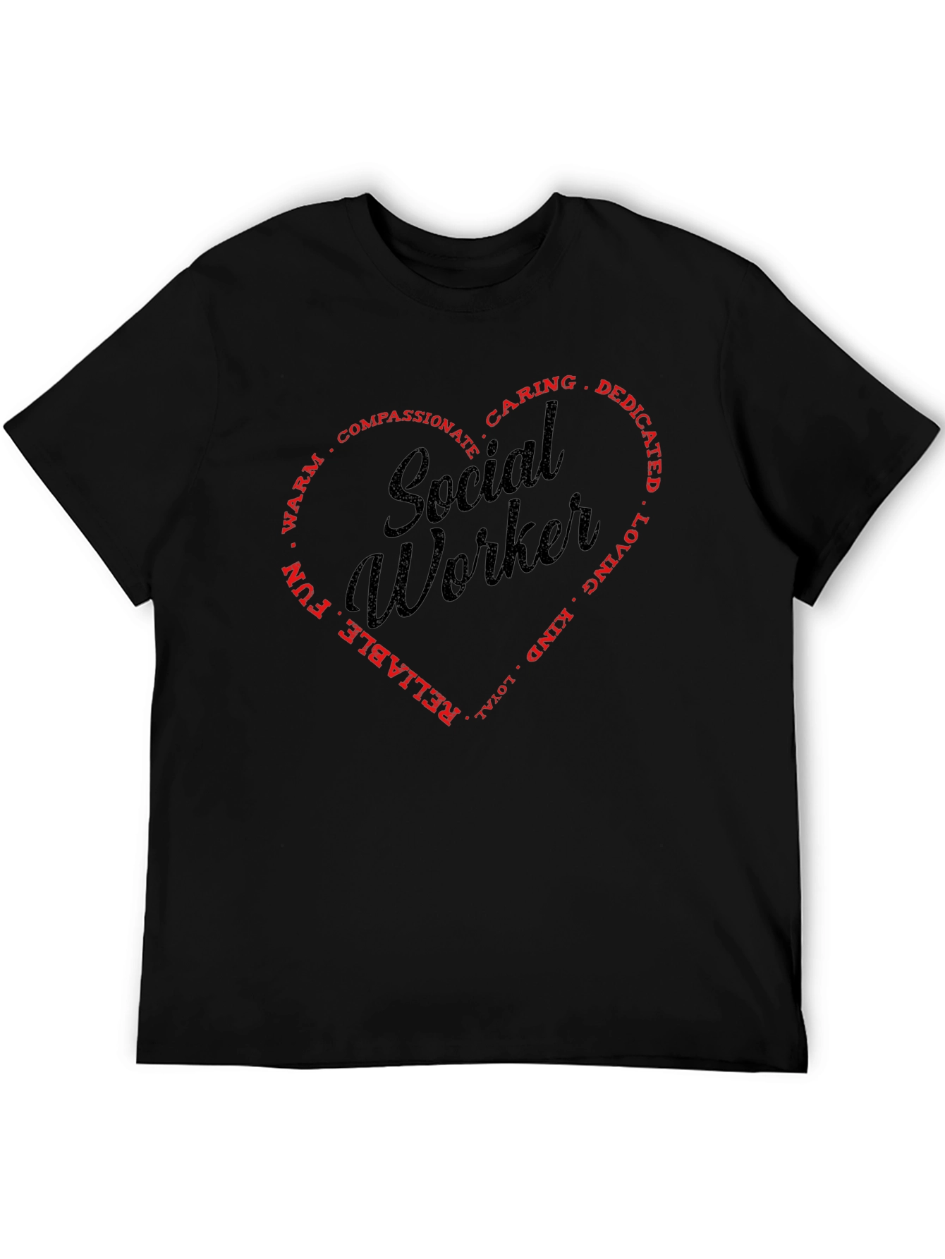Black Social Worker Heart Graphic T-Shirt - Black view 5