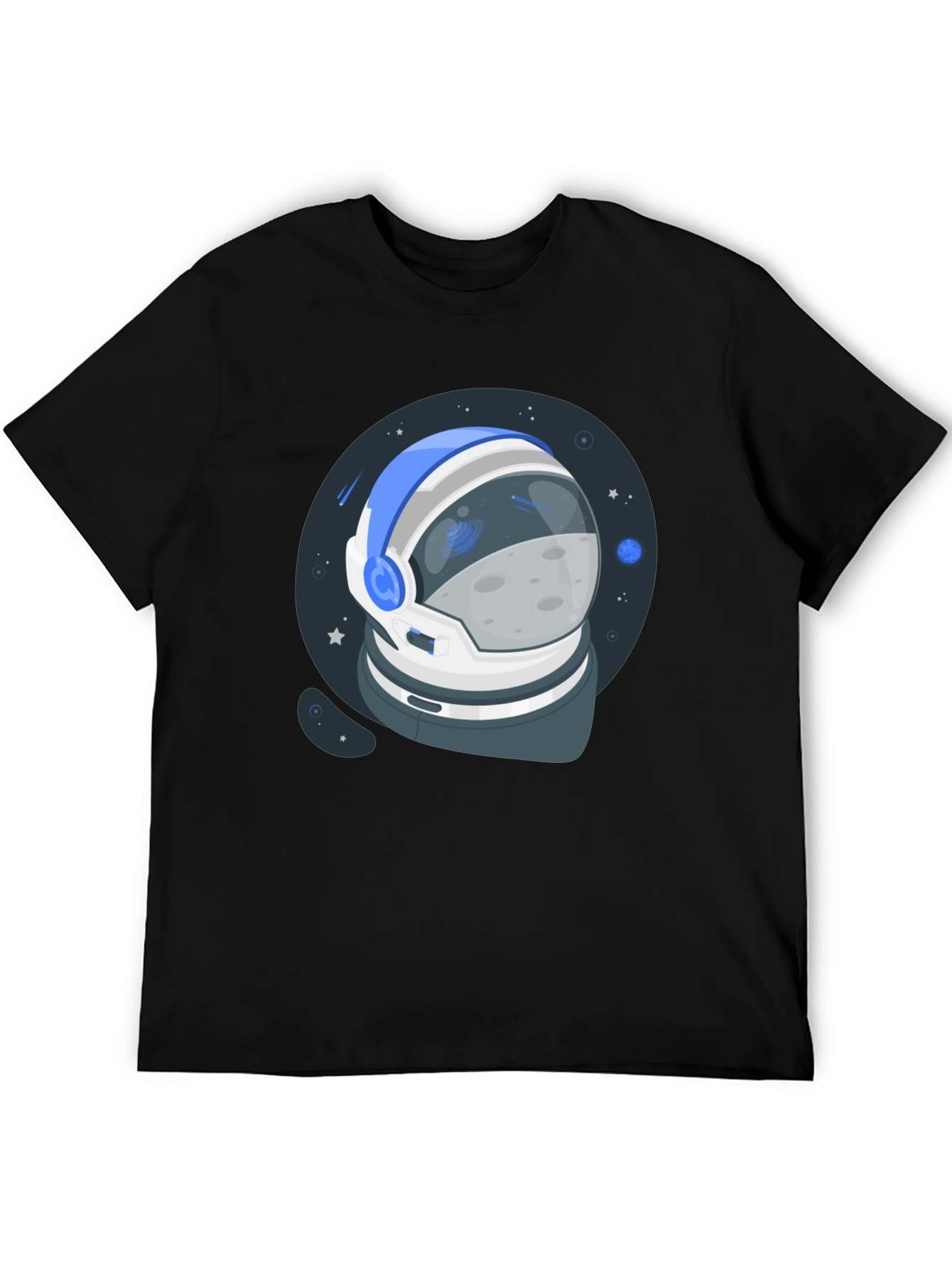 Black Astronaut Helmet Graphic Black T-Shirt view 5