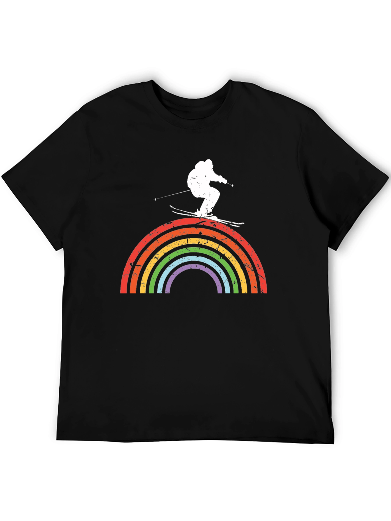 Black Rainbow Skiing T-Shirt view 5