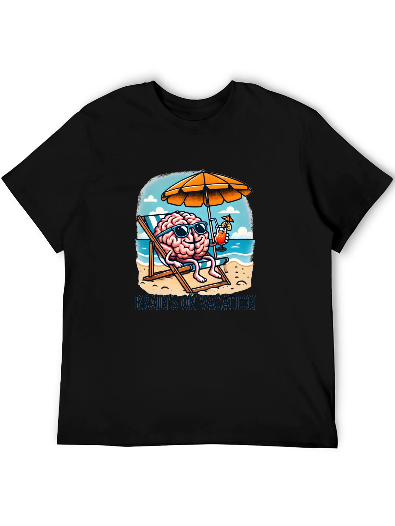 Black Brain on Vacation T-Shirt view 5
