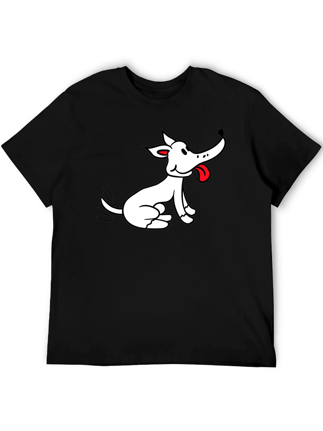 Black Cartoon Dog Graphic Black T-Shirt view 5