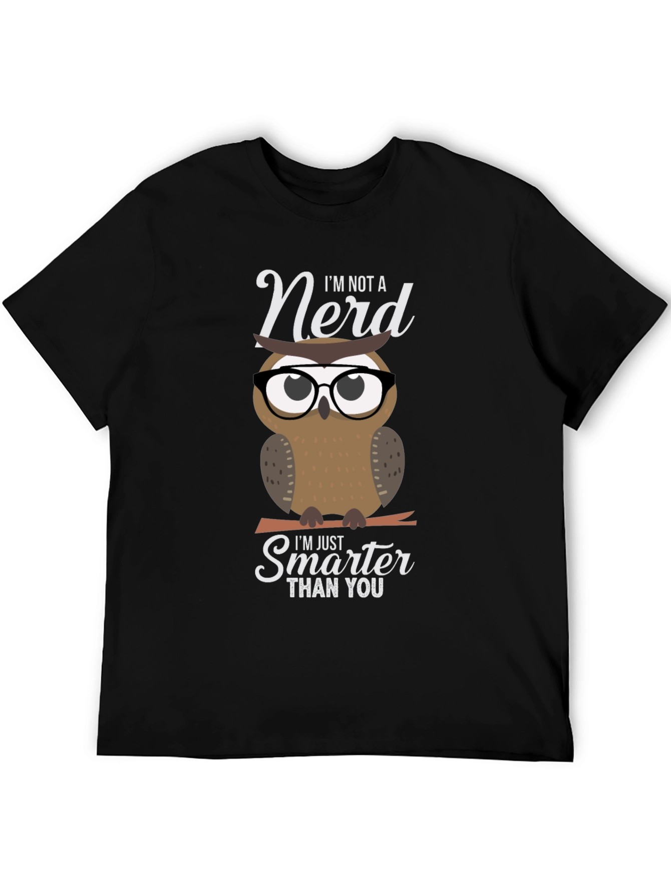 Black Smart Owl Graphic T-Shirt - Nerd Humor Tee view 5