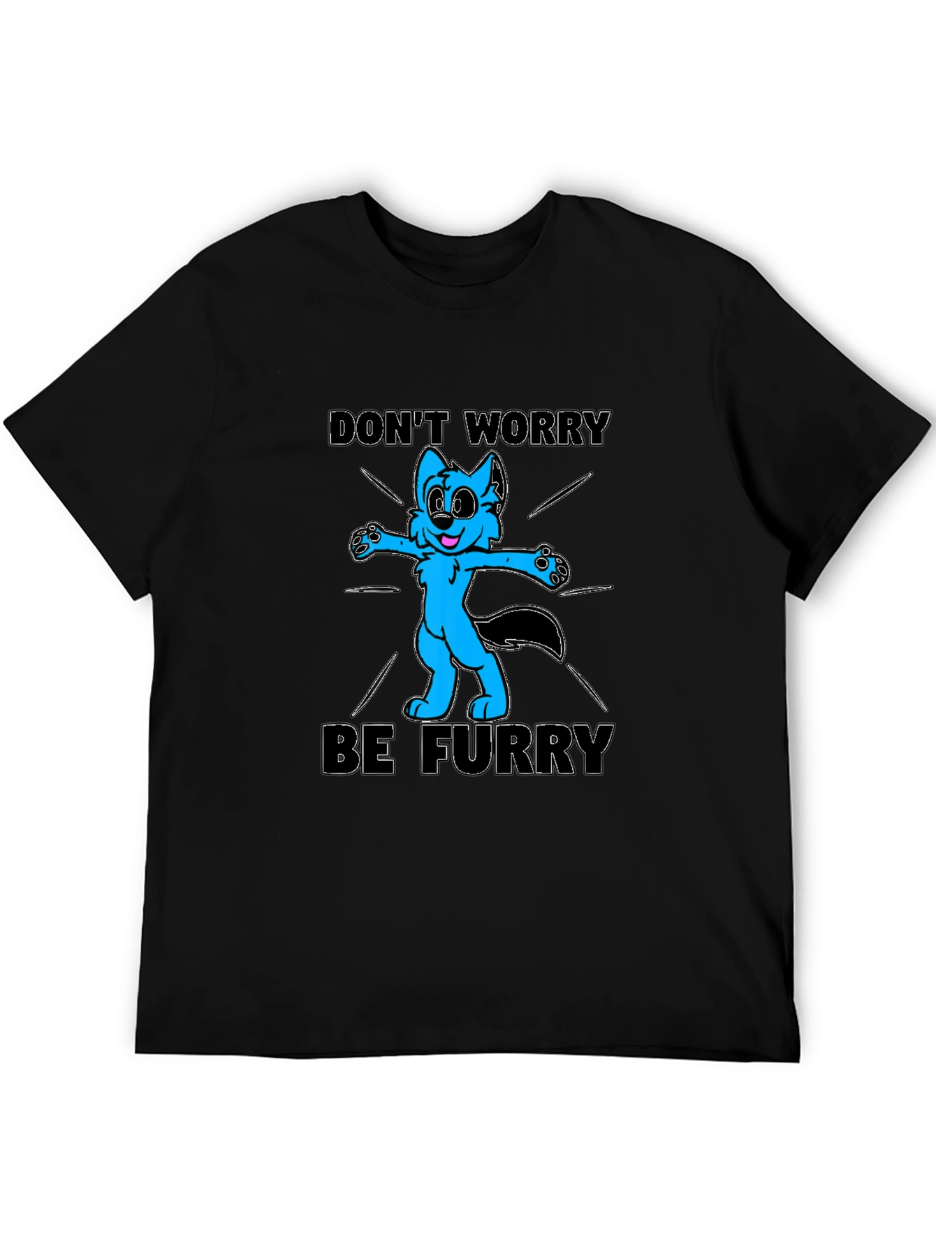 Black Don't Worry Be Furry T-Shirt view 5