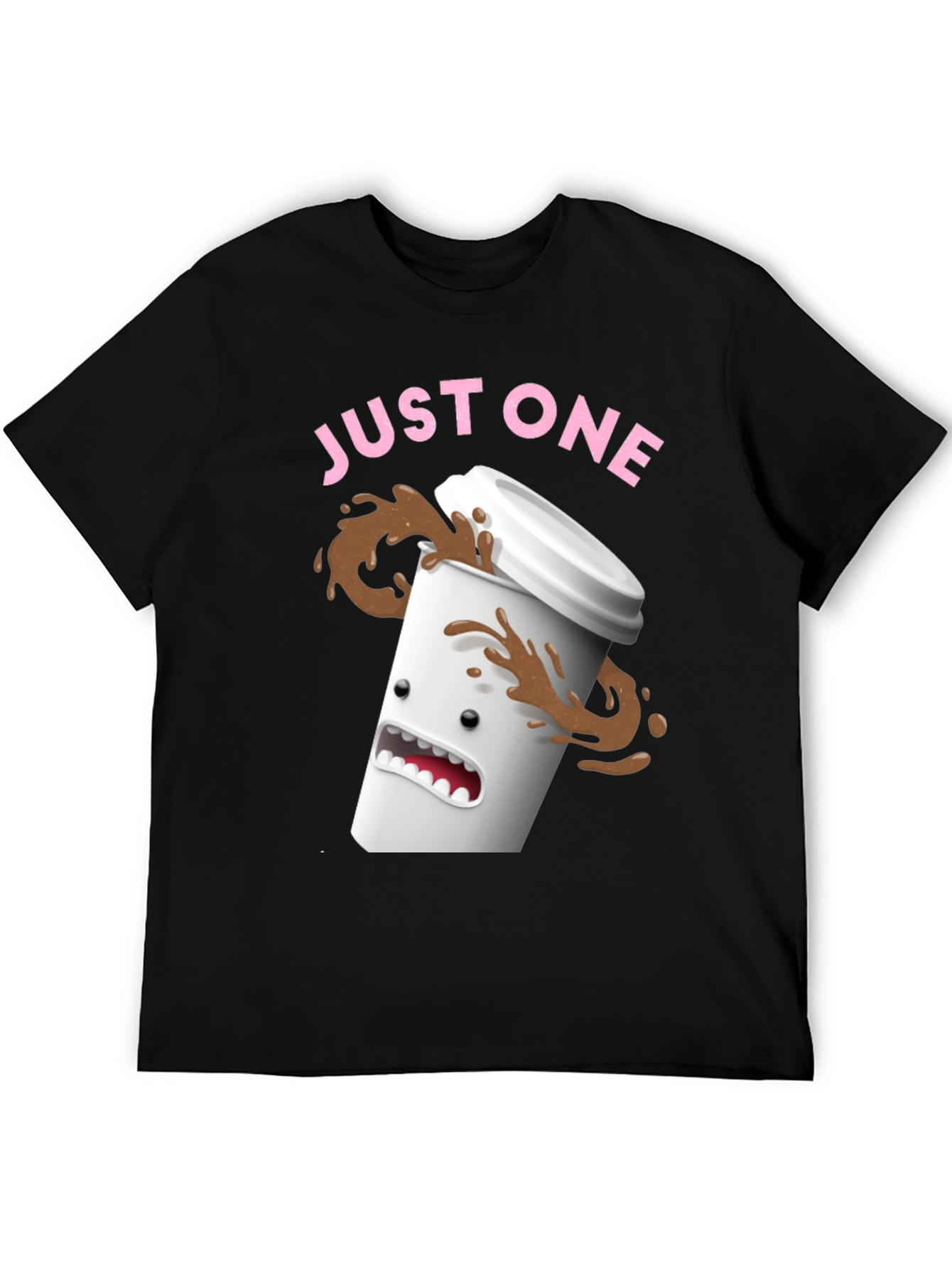 Black Just One Coffee T-Shirt - Funny Spilled Coffee Graphic Tee view 5