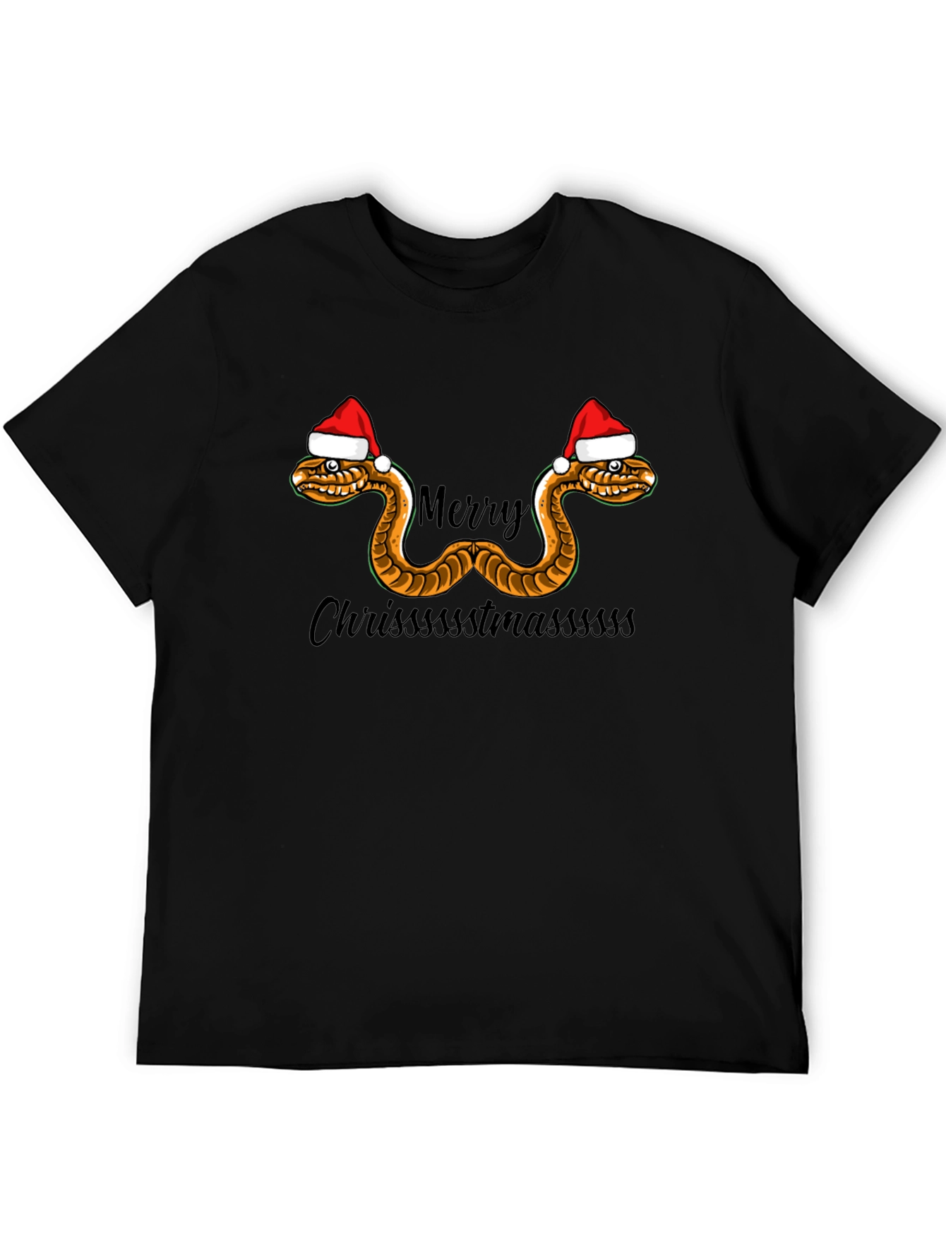 Black Merry Chrissstmasssss Snake T-Shirt view 5
