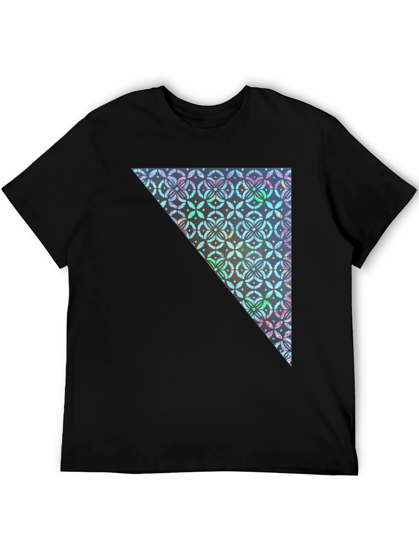 Black Geometric Triangle Print Crew Neck Tee view 5