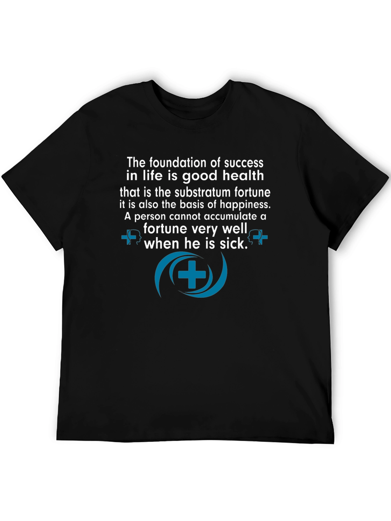 Black Good Health is Success T-Shirt - Motivational Quote view 5