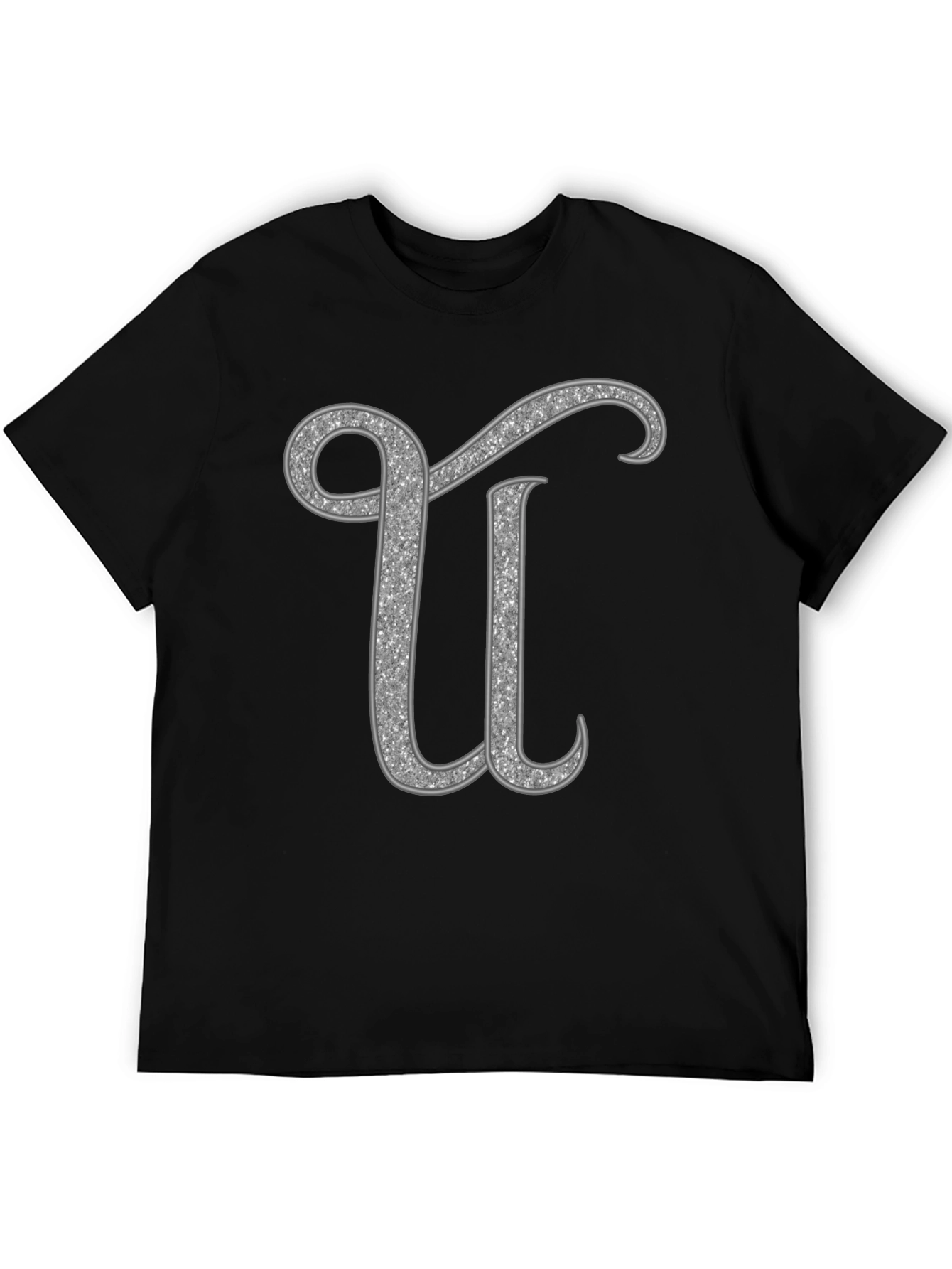 Black Glitter Letter U Graphic Tee - Unisex view 5