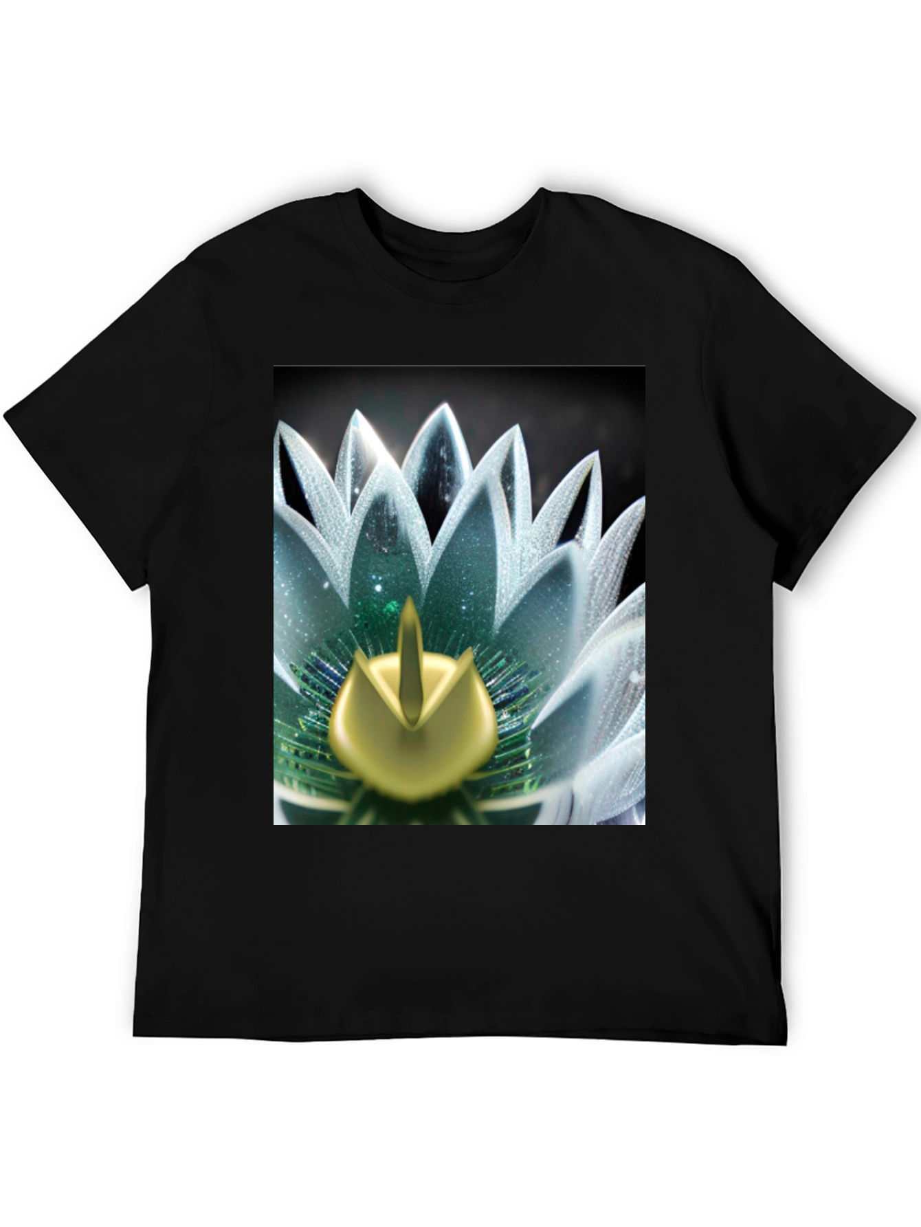 Black Lotus Flower Graphic Tee - Black Cotton Blend view 5