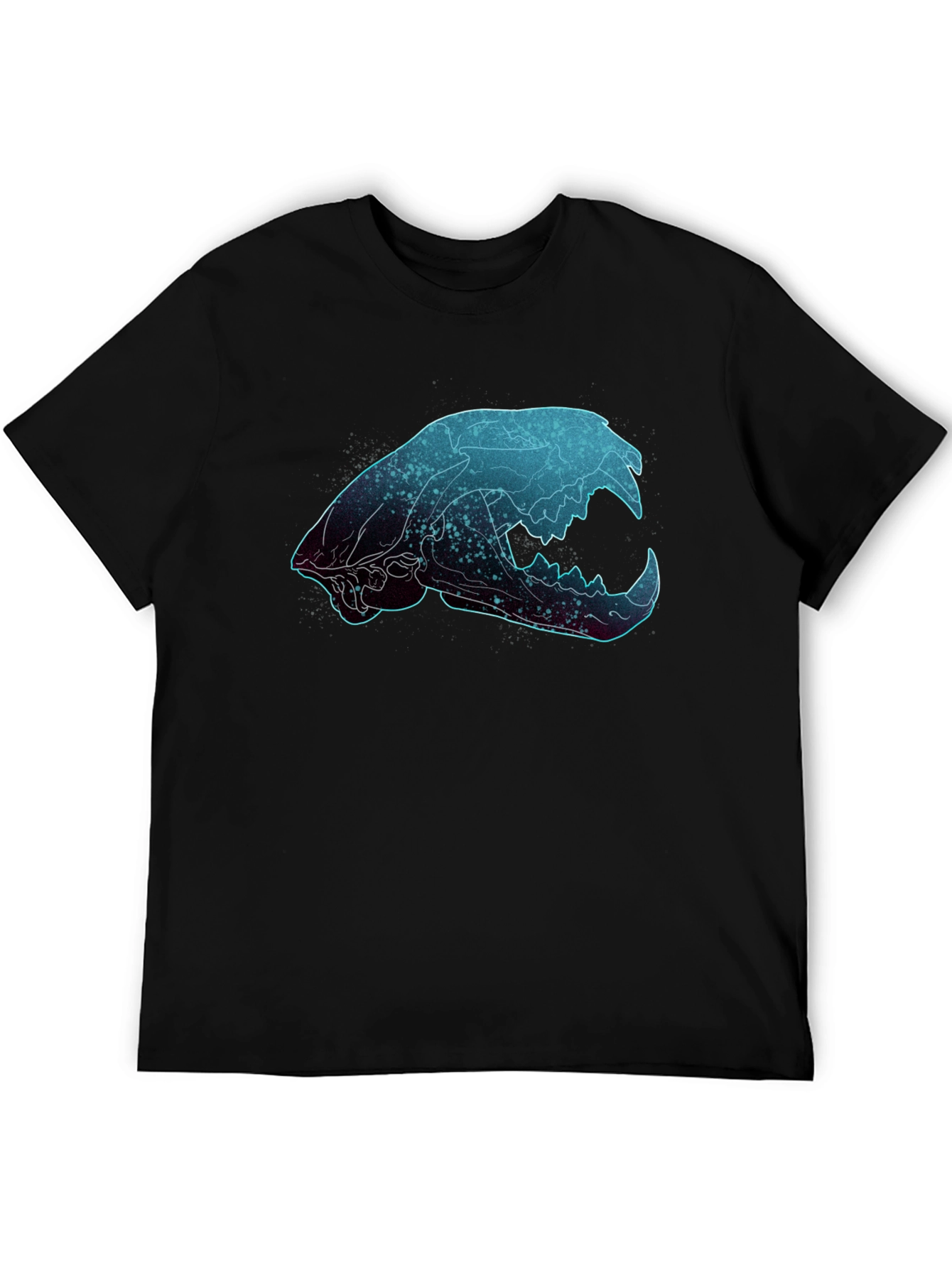 Black Galaxy Cat Skull Graphic T-Shirt view 5