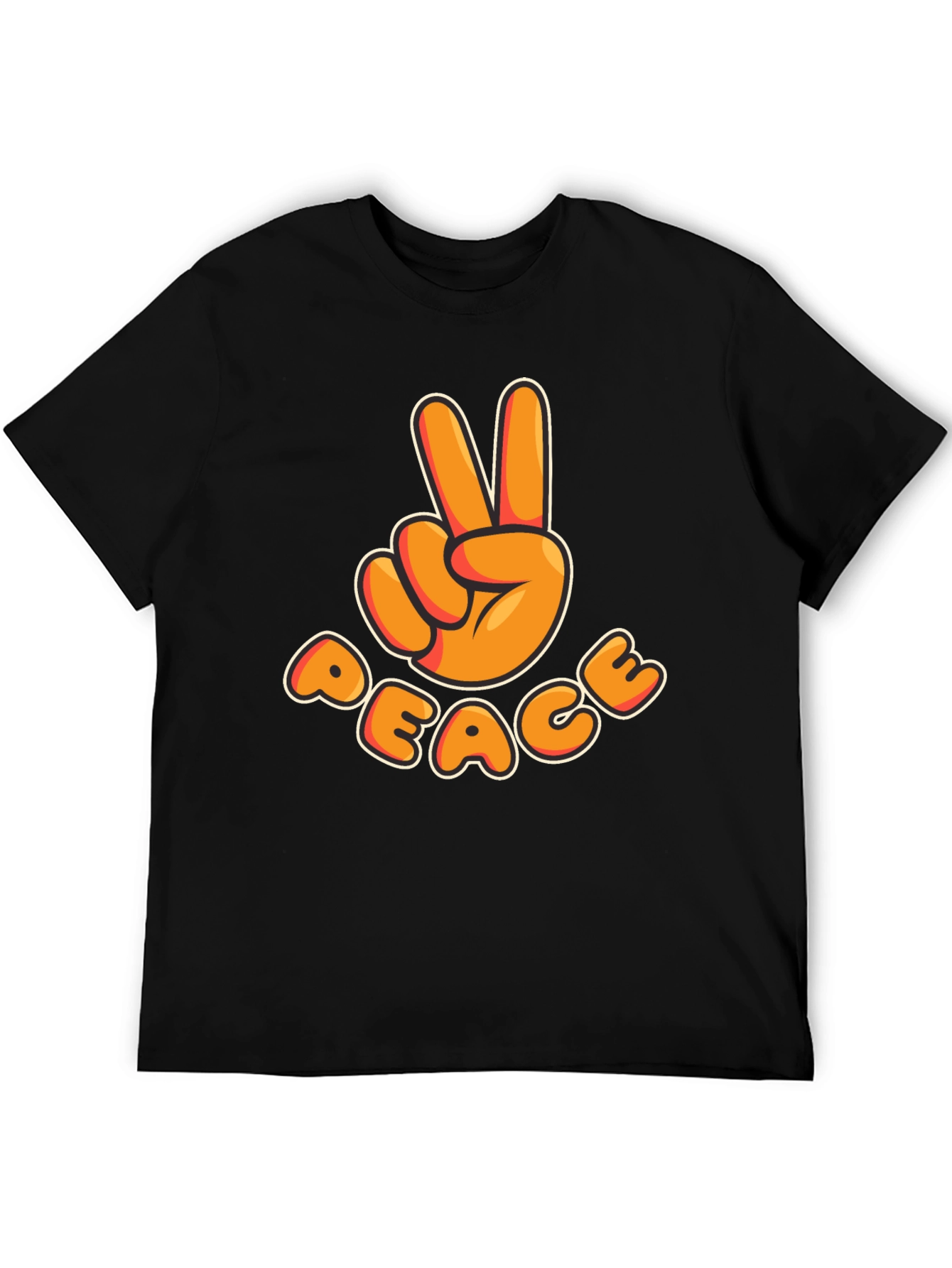 Black Peace Sign T-Shirt - Retro Cartoon Design view 5