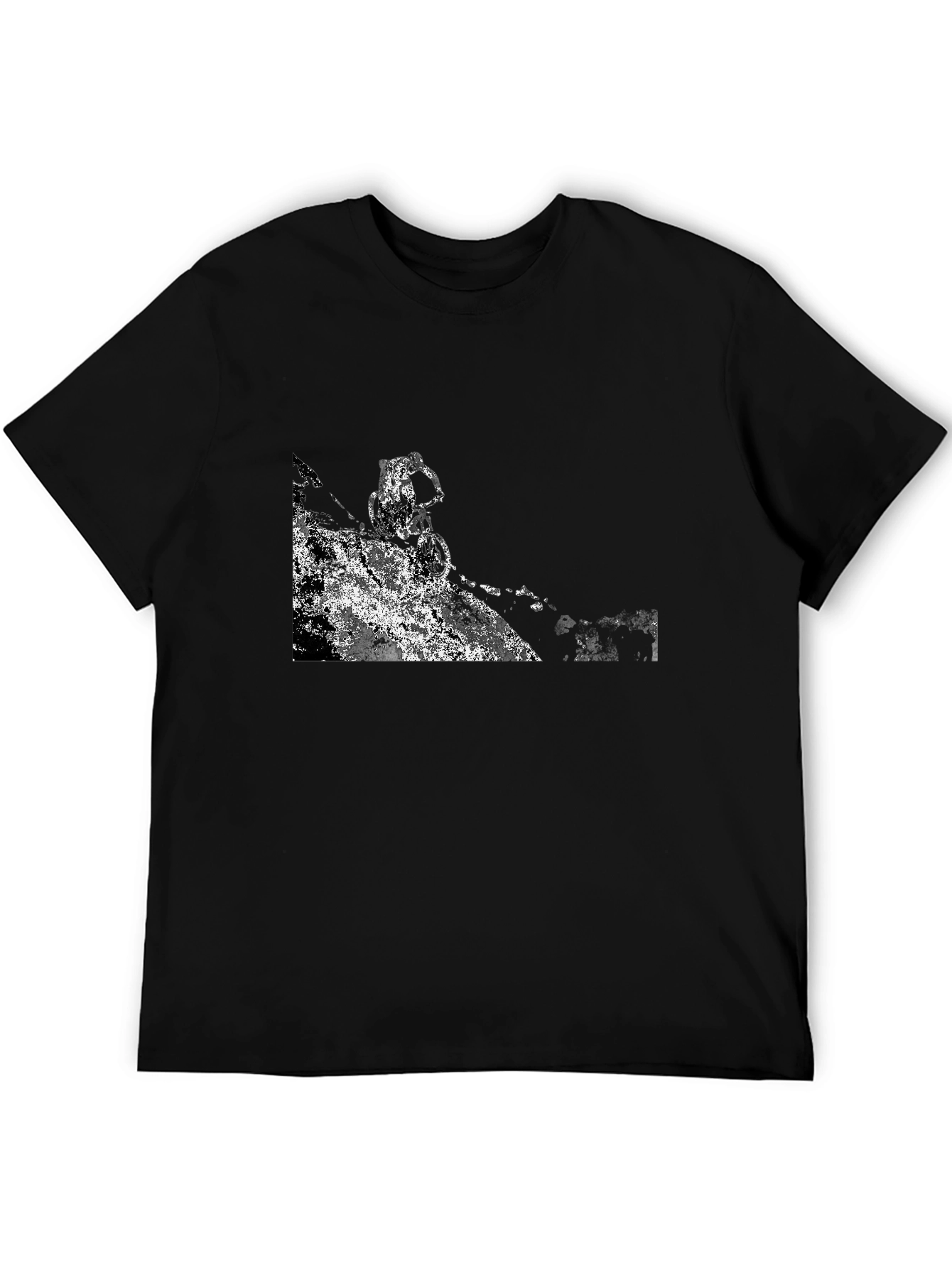 Black Black T-Shirt with Abstract Mountain Bike Graphic view 5