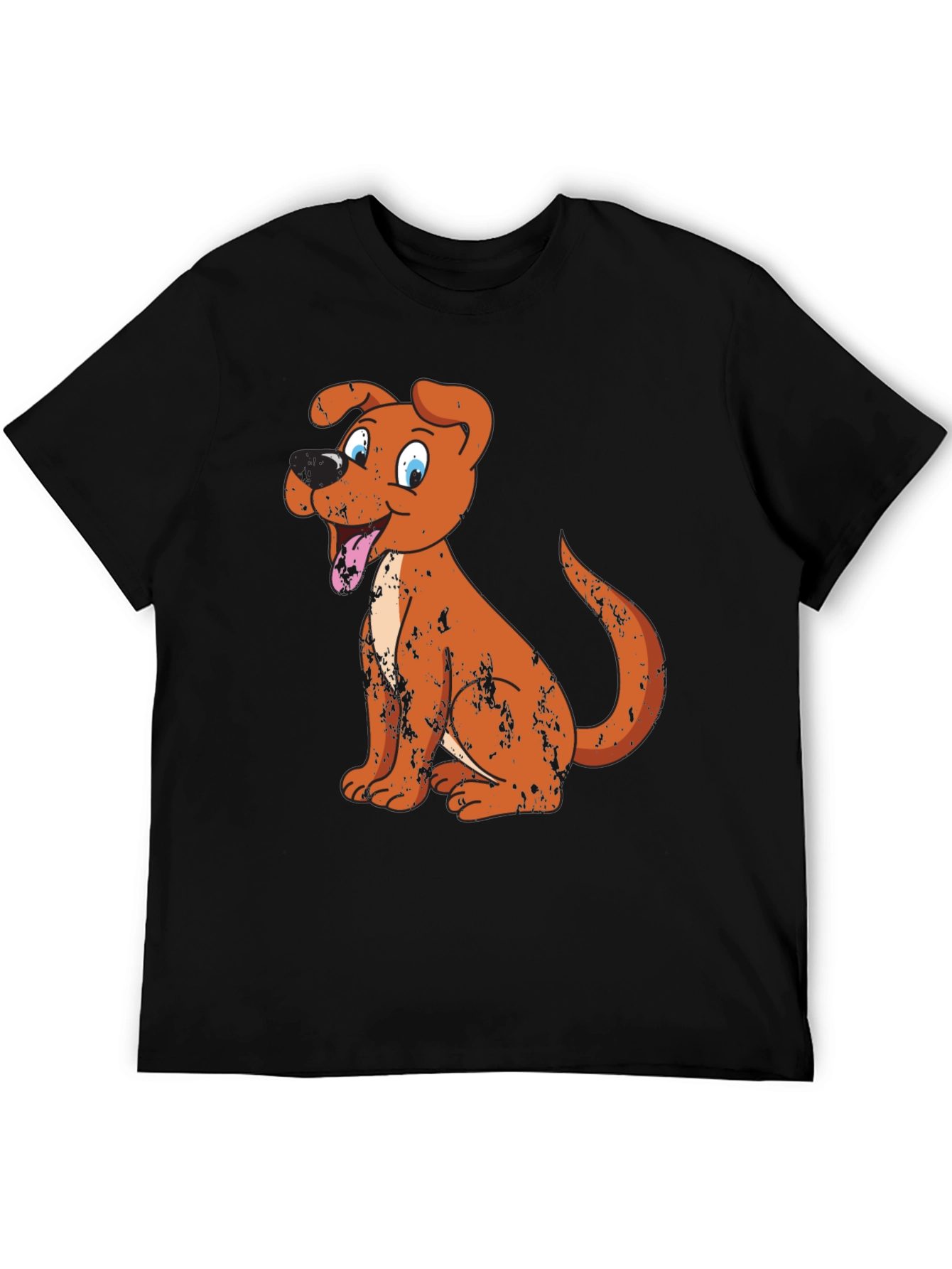 Black Cartoon Dog Graphic Tee - Black view 5