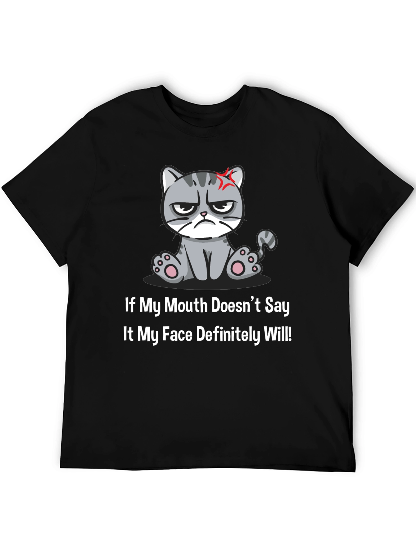 Black Grumpy Cat T-Shirt - Funny Graphic Tee view 5