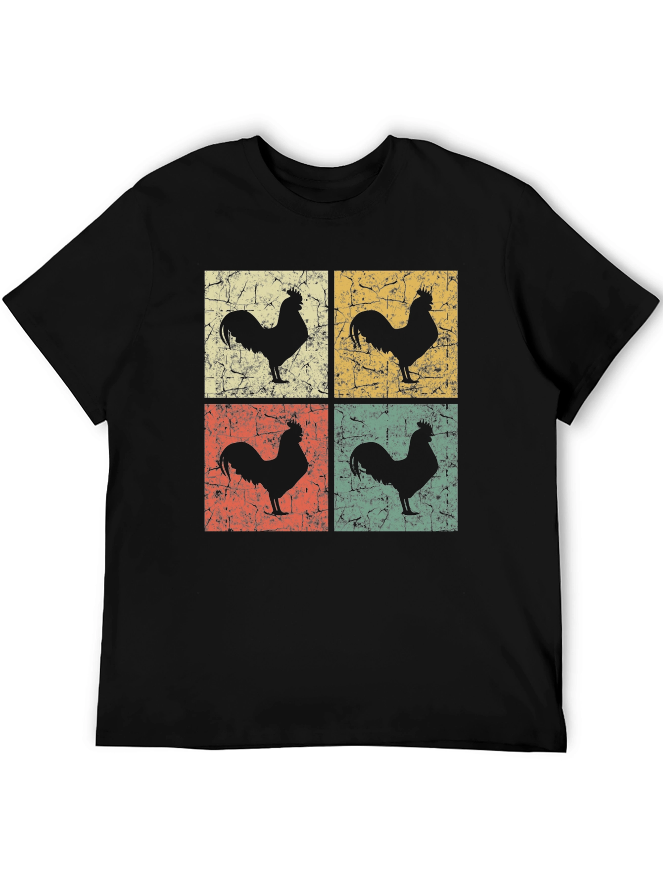 Black Vintage Rooster Graphic T-Shirt - Retro Chicken Design view 5