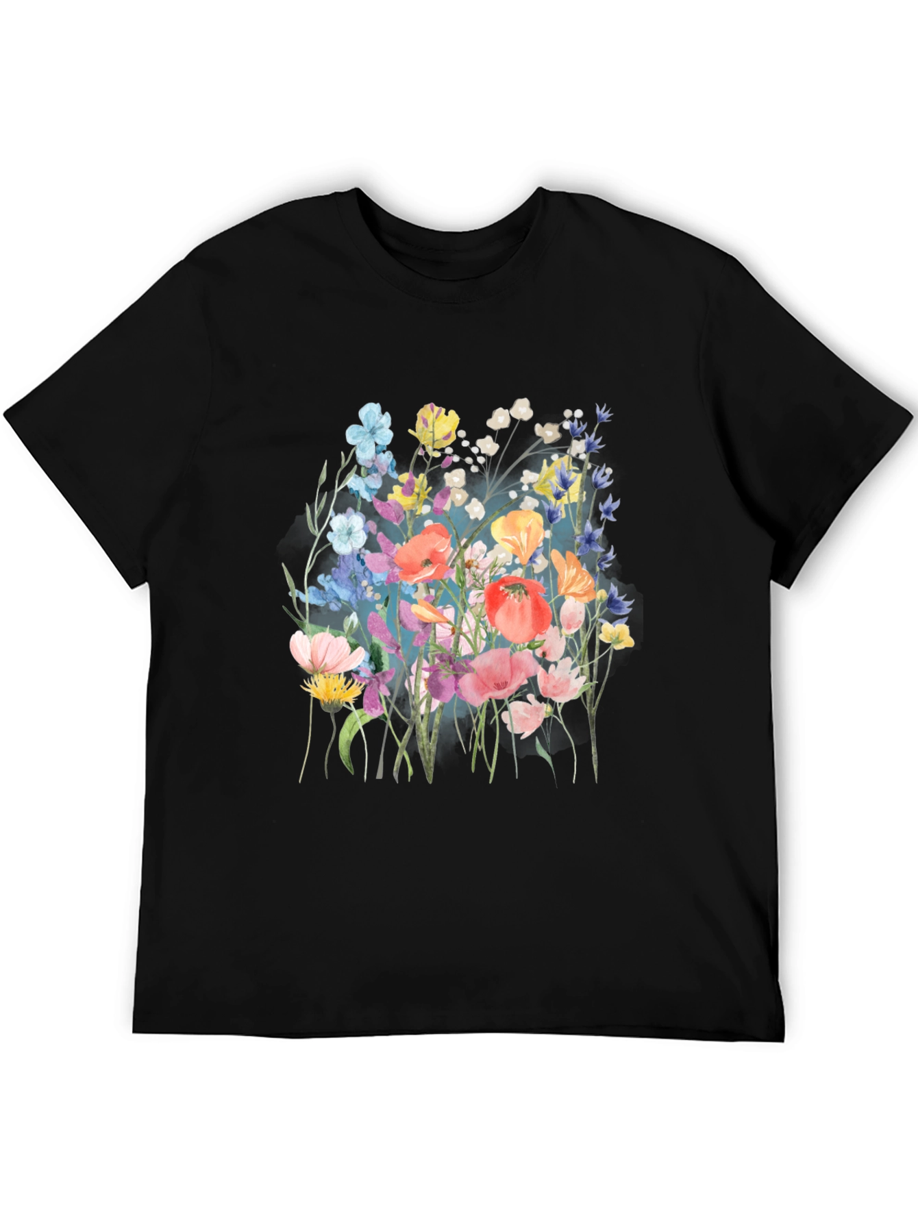 Black Floral Print Black T-Shirt view 5
