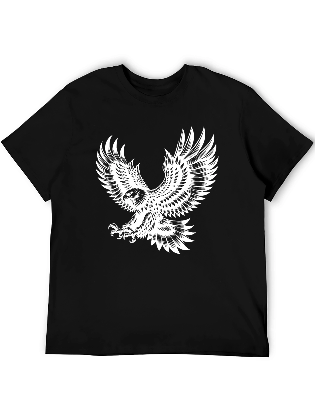 Black Men's Black T-Shirt with Eagle Graphic view 5
