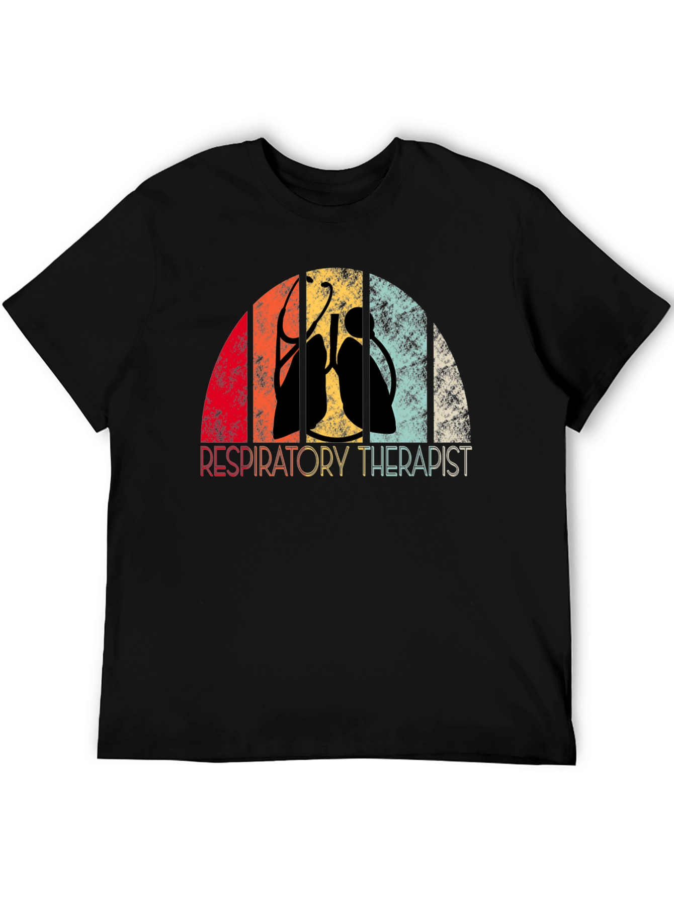 Black Respiratory Therapist Retro T-Shirt view 5