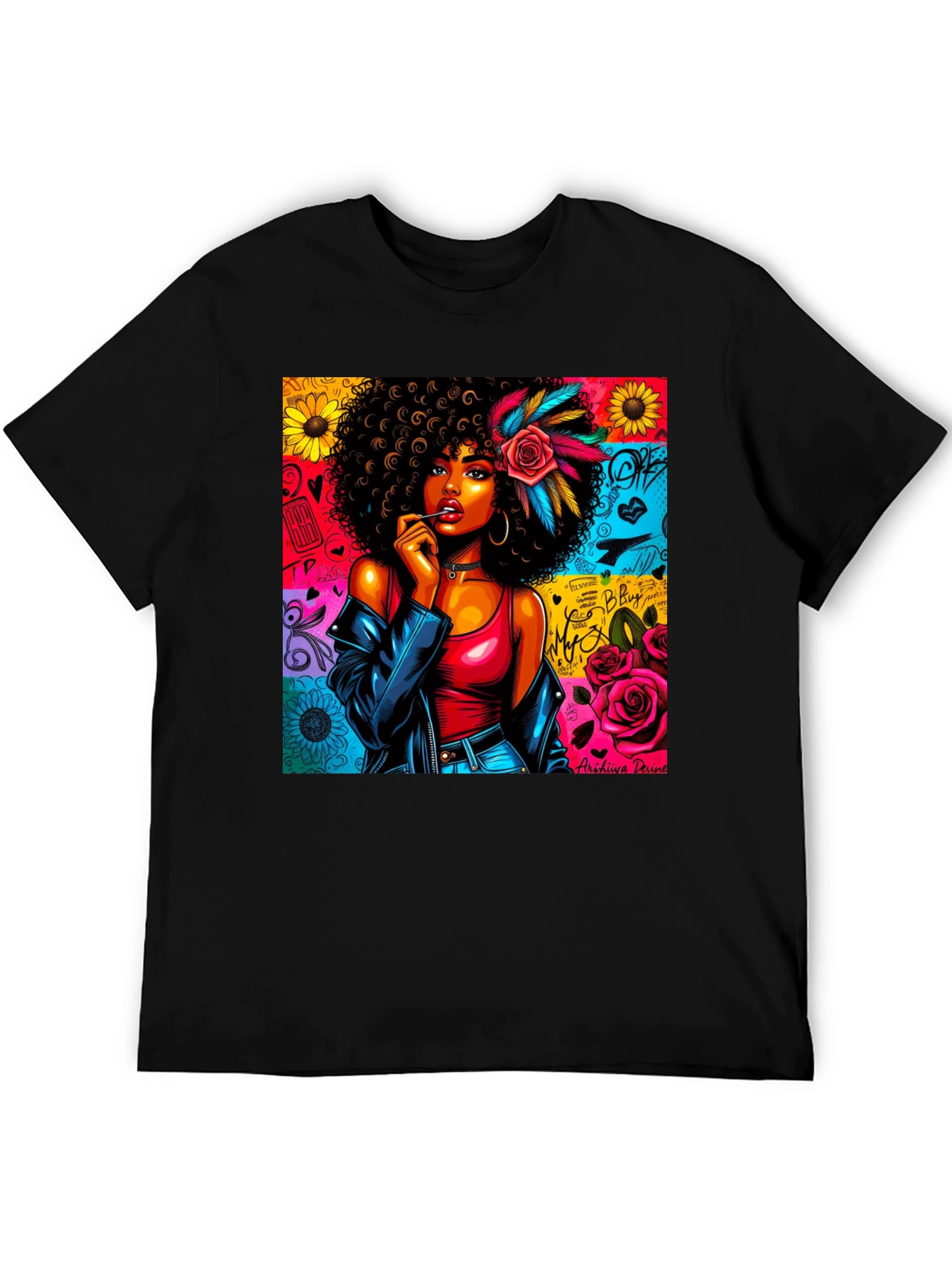 Black Graphic Tee: Afro-Punk Style T-Shirt view 5