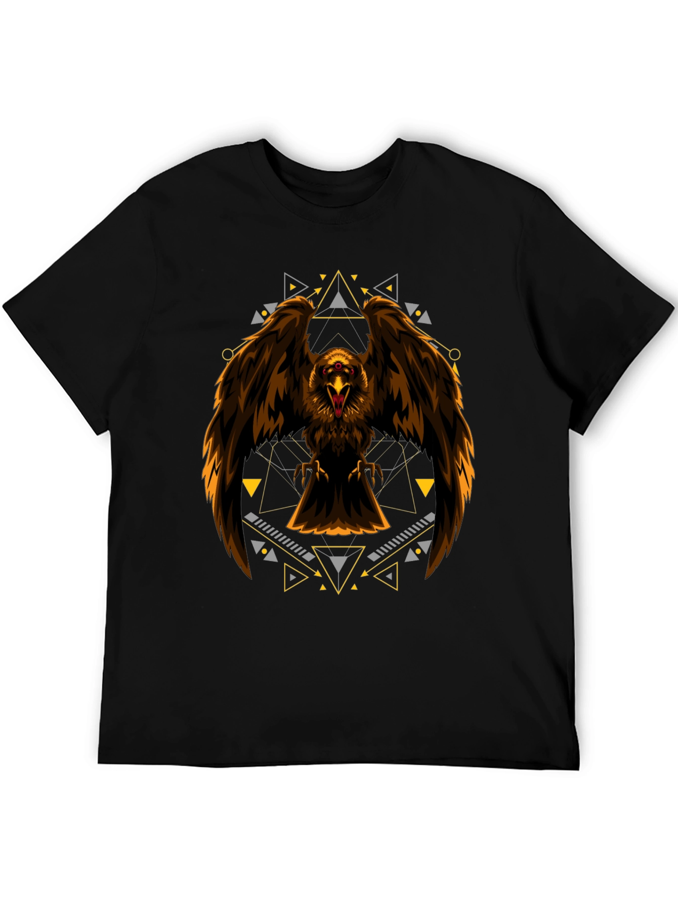 Black Eagle Geometric Print Black T-Shirt view 5