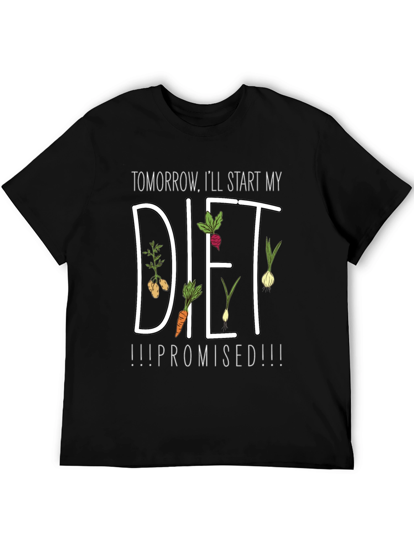 Black Tomorrow I'll Start My Diet T-Shirt view 5
