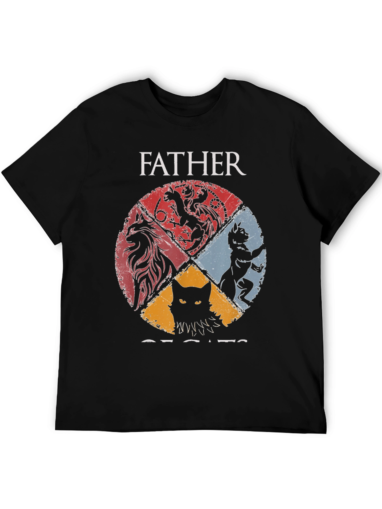 Black Father of Cats Graphic Tee view 5