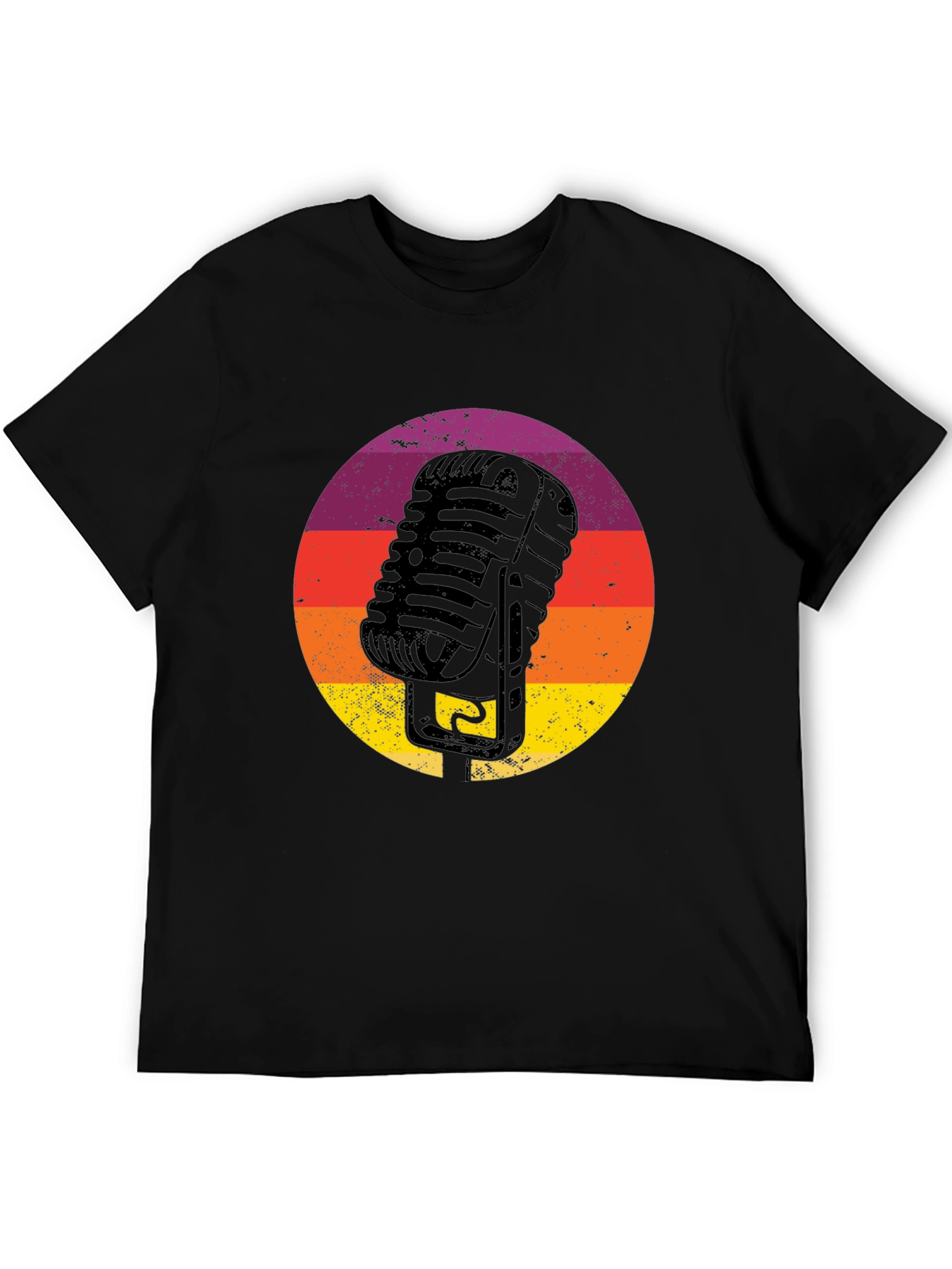 Black Retro Microphone T-Shirt - Vintage Vocal Style view 5