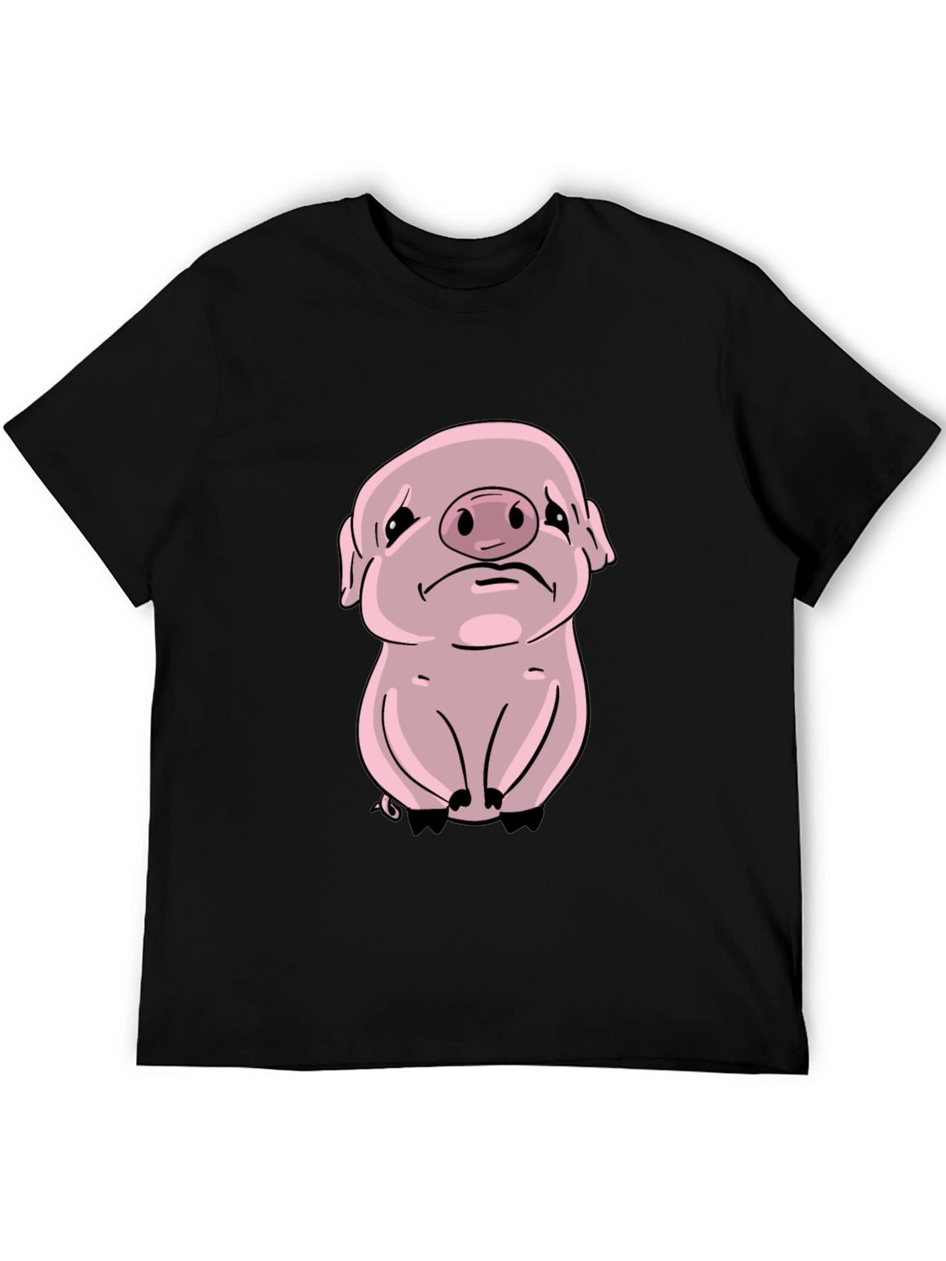 Black Sad Pig Graphic Tee - Black Cotton Comfort view 5