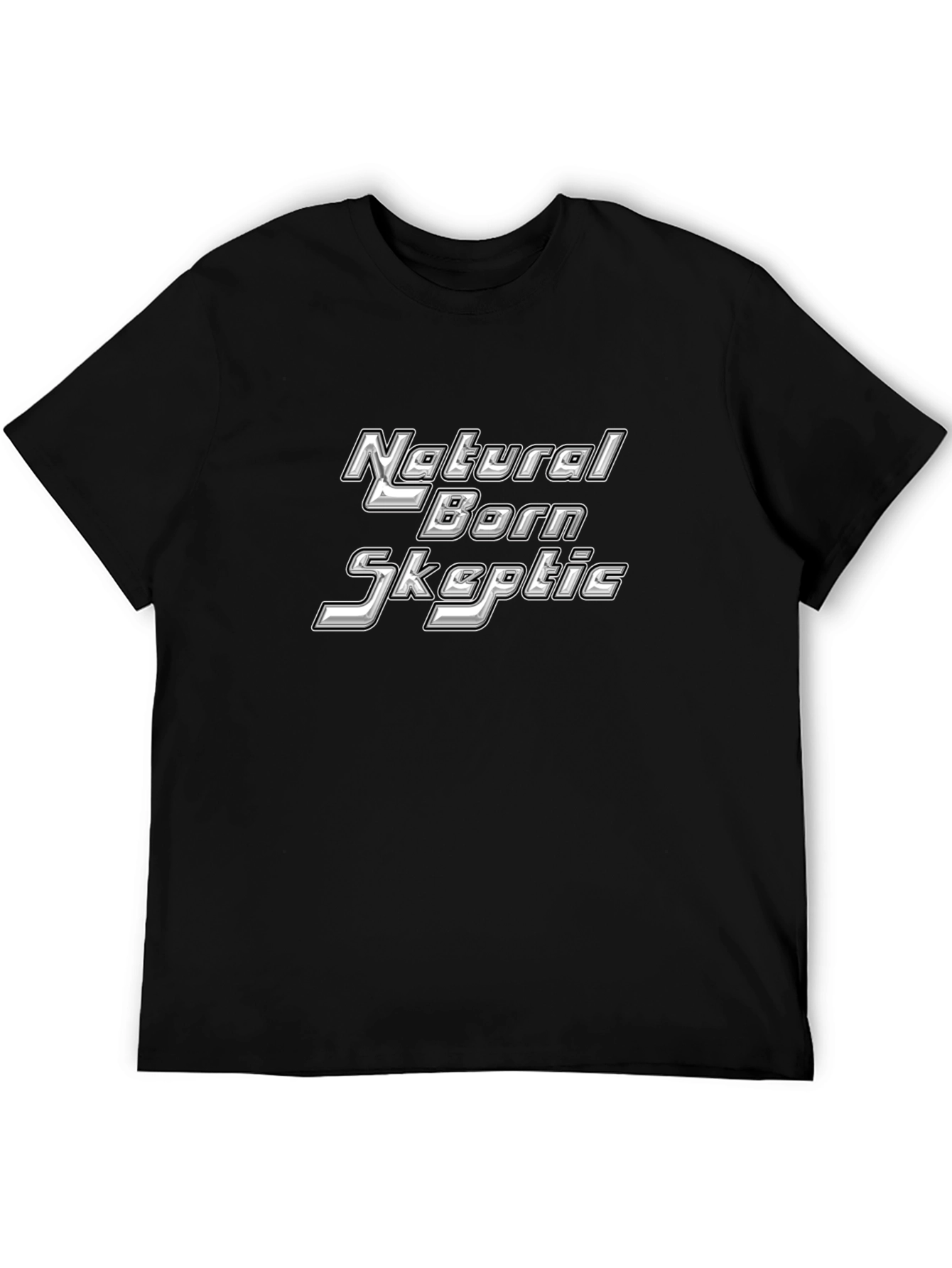 Black Natural Born Skeptic Black T-Shirt view 5