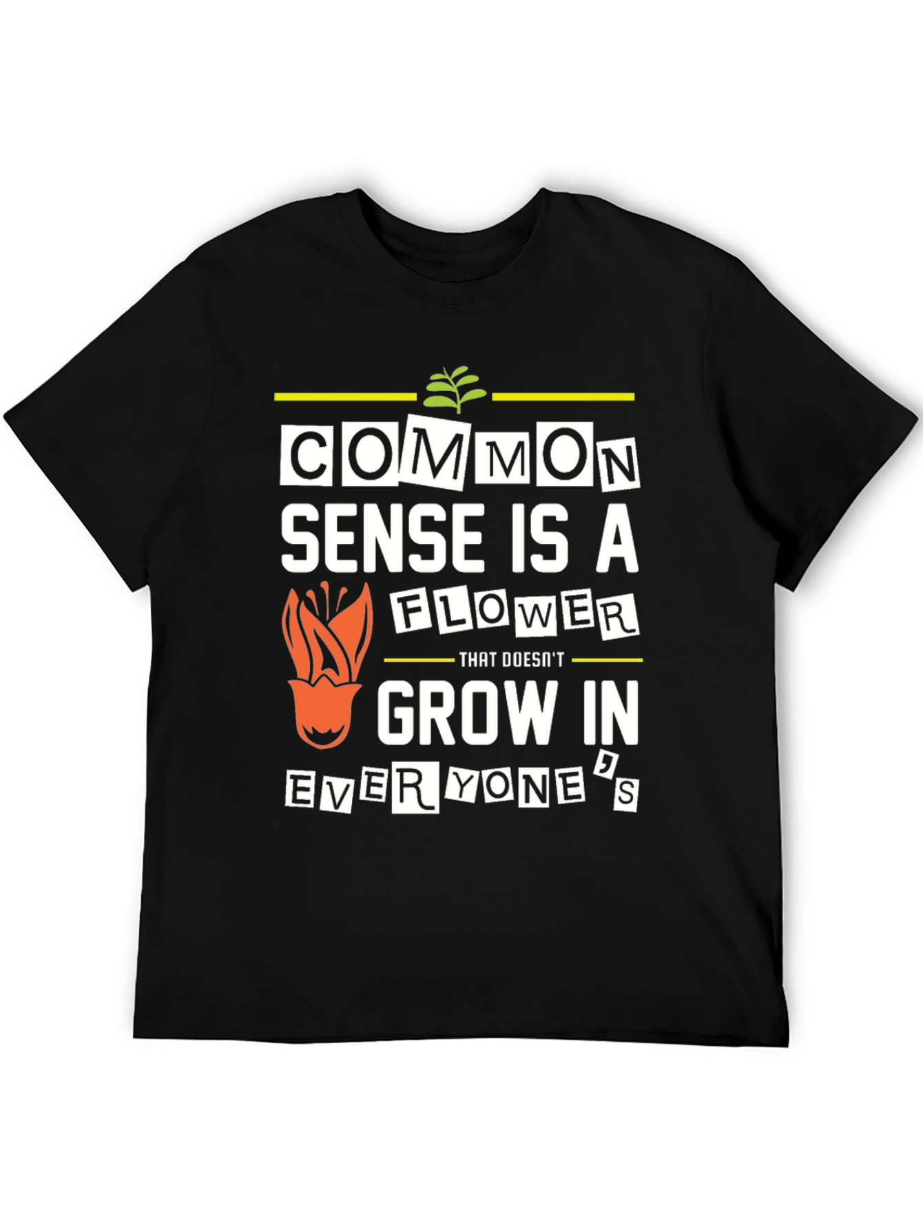 Black Common Sense Flower Graphic T-Shirt view 5