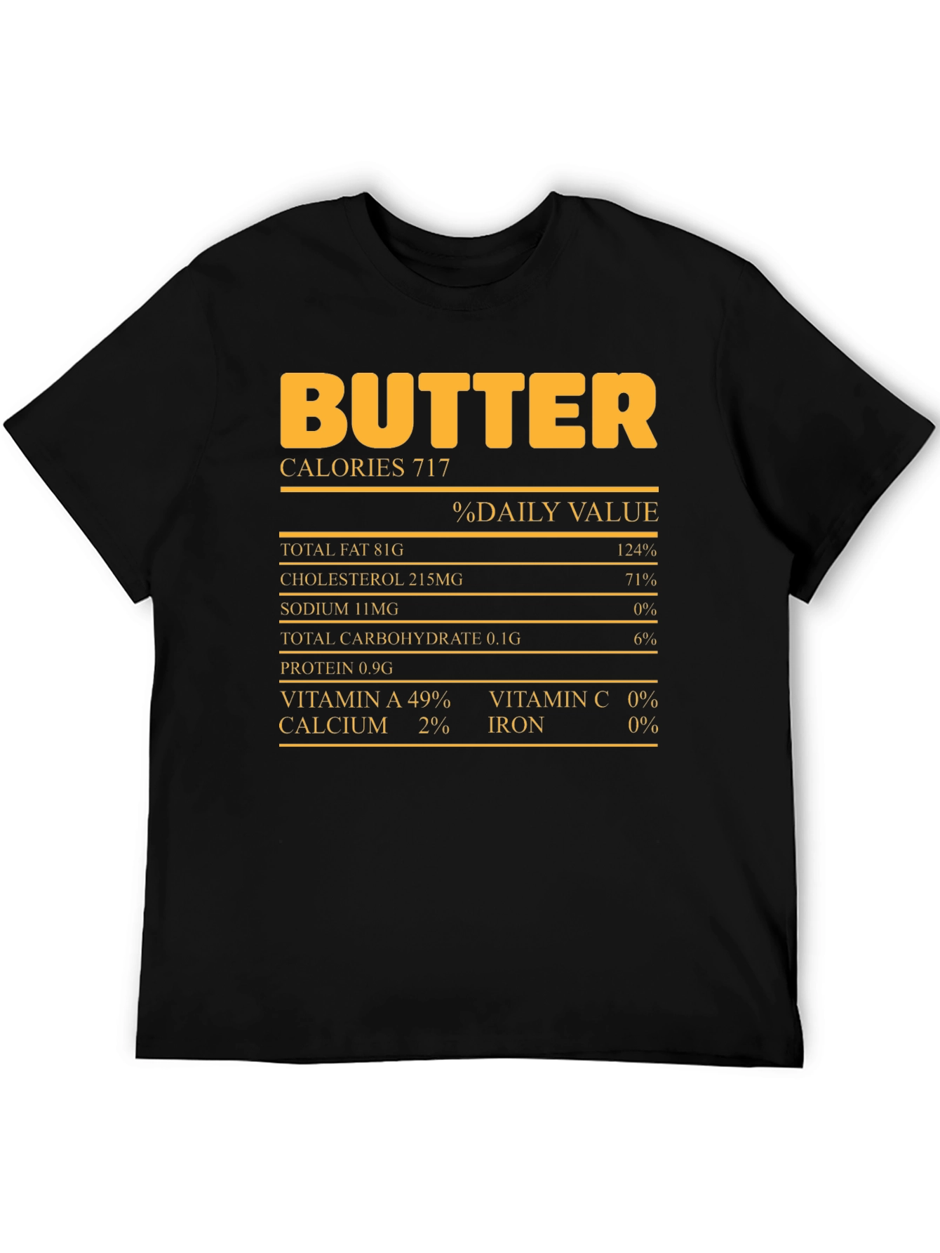 Black Funny Butter Nutrition Facts T-Shirt view 5