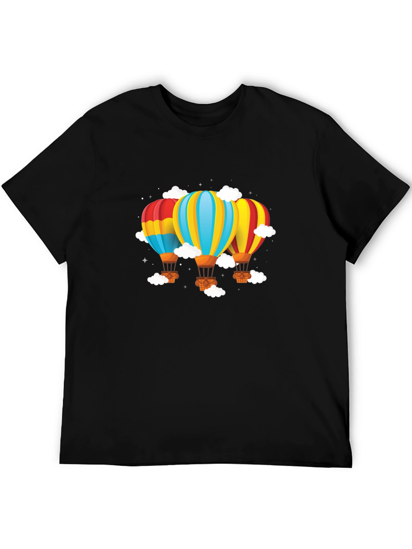 Black Hot Air Balloon Graphic Tee - Black Cotton Blend view 5