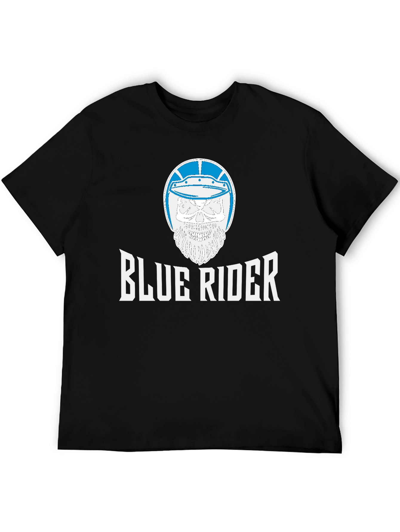 Black Blue Rider Graphic T-Shirt - Skull & Helmet Design view 5